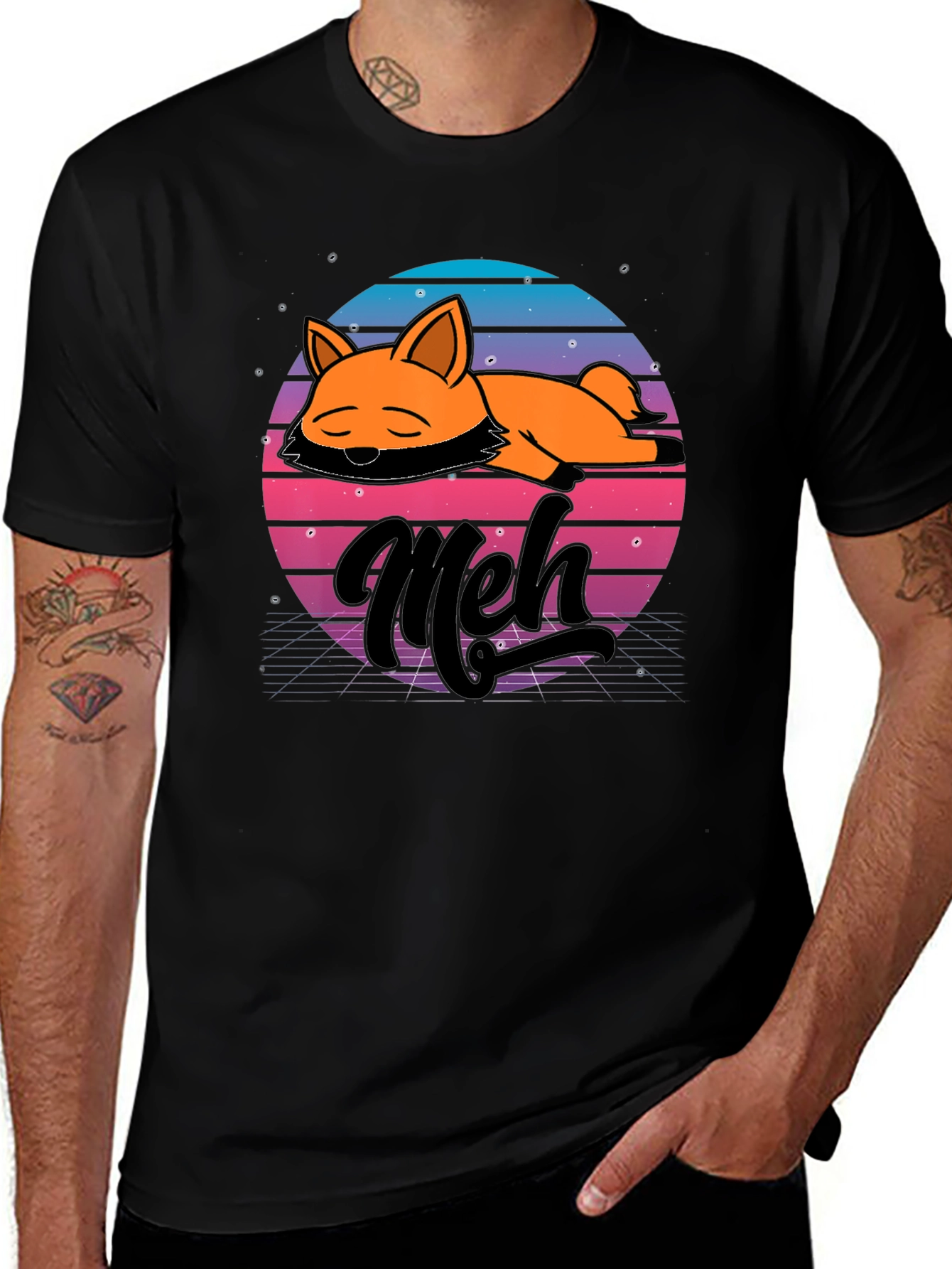 Variant 2 of Meh Fox T-Shirt - Retro Vaporwave Style
