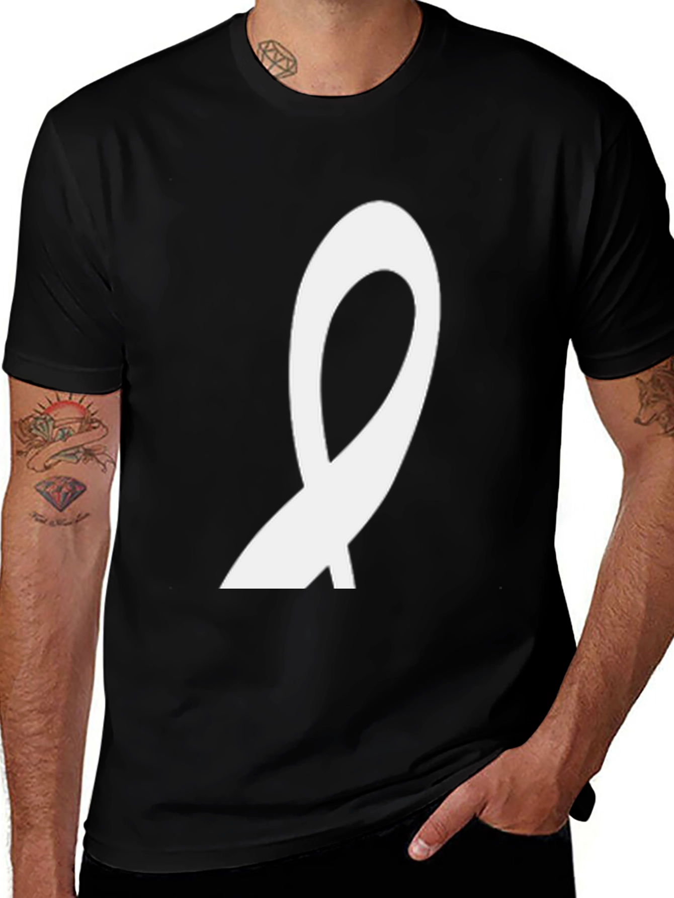 Variant 8 of Black T-Shirt with Abstract White Design