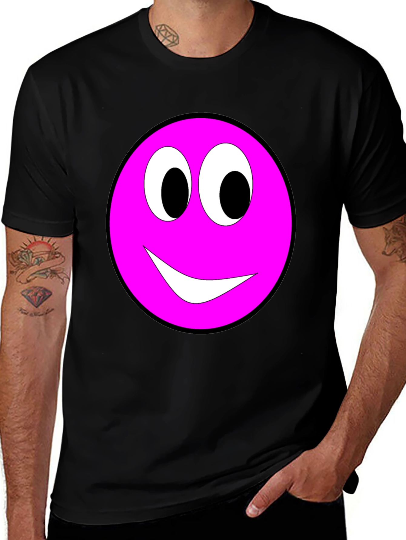 Variant 12 of Pink Smiley Face Graphic Tee - Casual Comfort