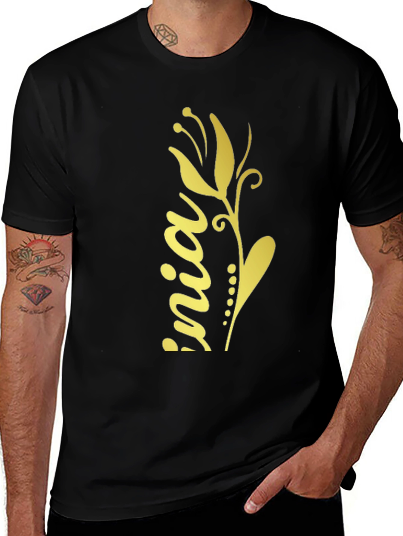 Variant 17 of Black T-Shirt with Floral Design