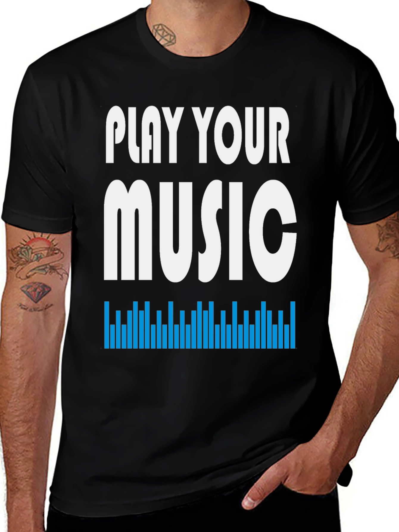 Variant 4 of Play Your Music Graphic Tee - Stylish Black T-Shirt