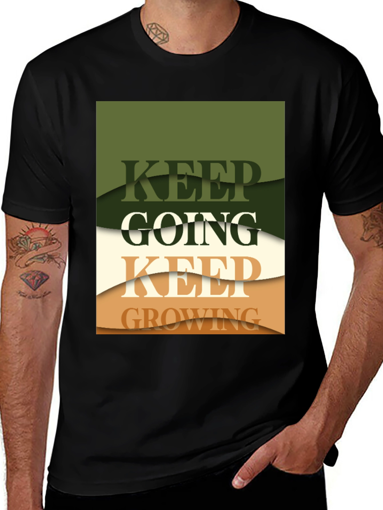 Variant 4 of Keep Going Keep Growing Black Graphic Tee