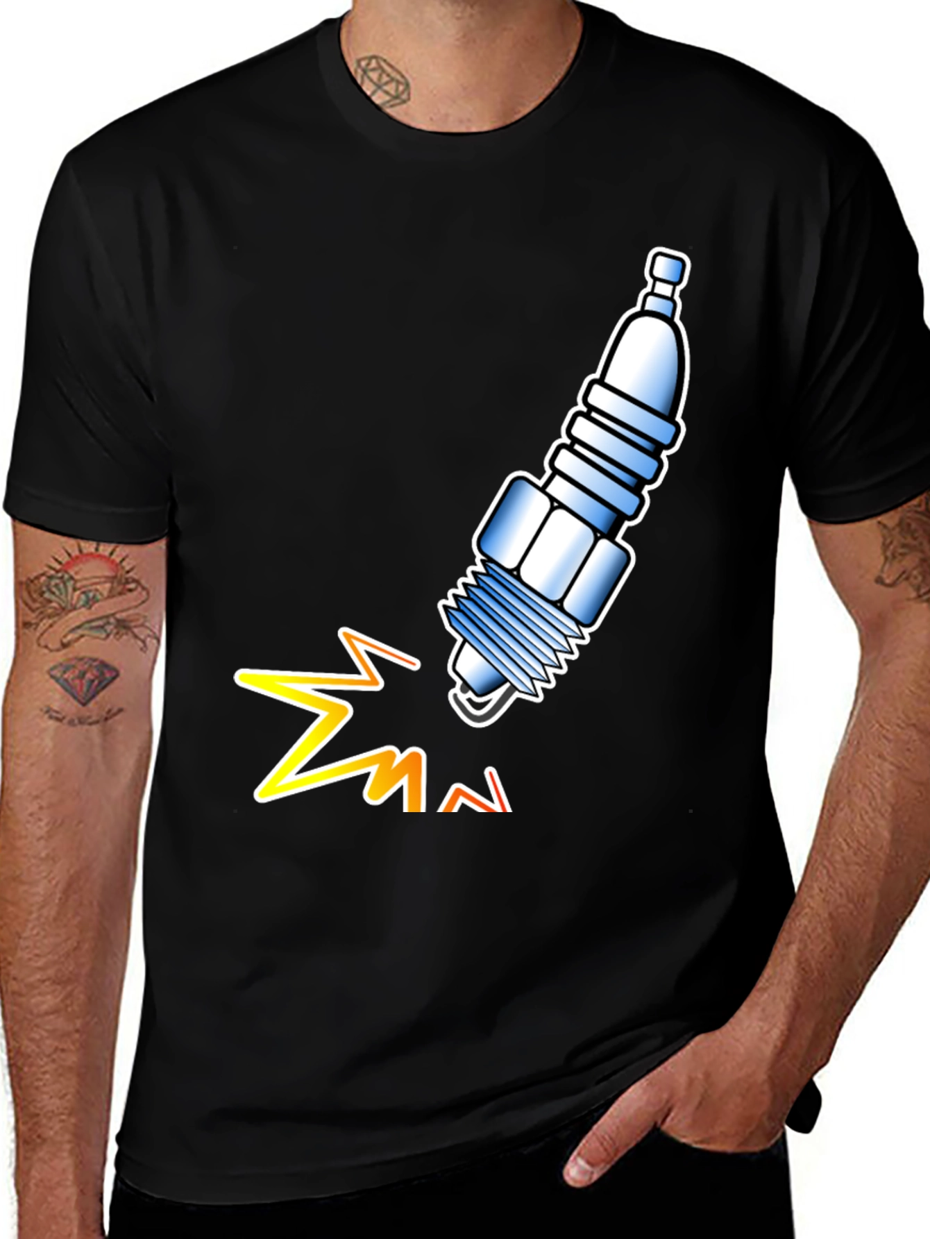 Variant 25 of Spark Plug Graphic T-Shirt - Black