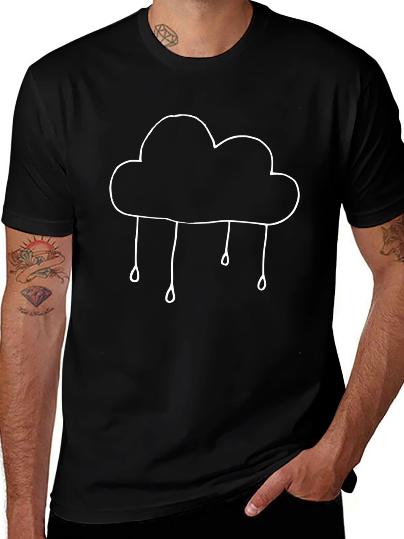 Variant 23 of Rain Cloud Graphic Tee - Black Cotton T-Shirt