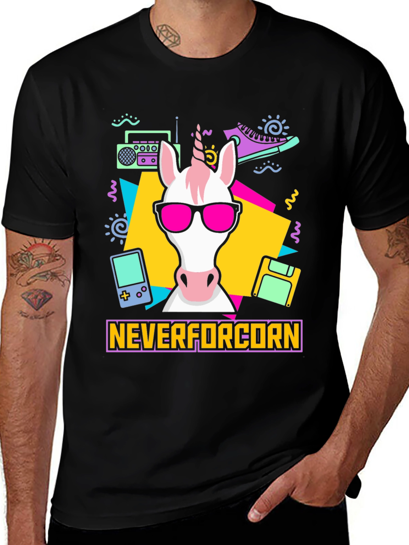 Variant 24 of NeverforCORN 80s Retro Unicorn T-Shirt