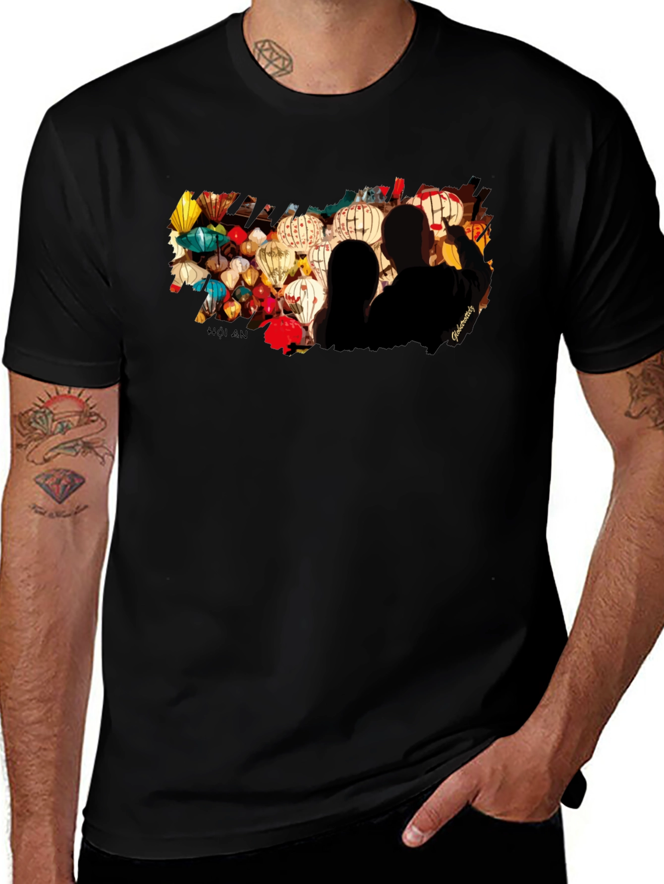 Variant 5 of Hoi An Lantern Festival Graphic Tee - Black