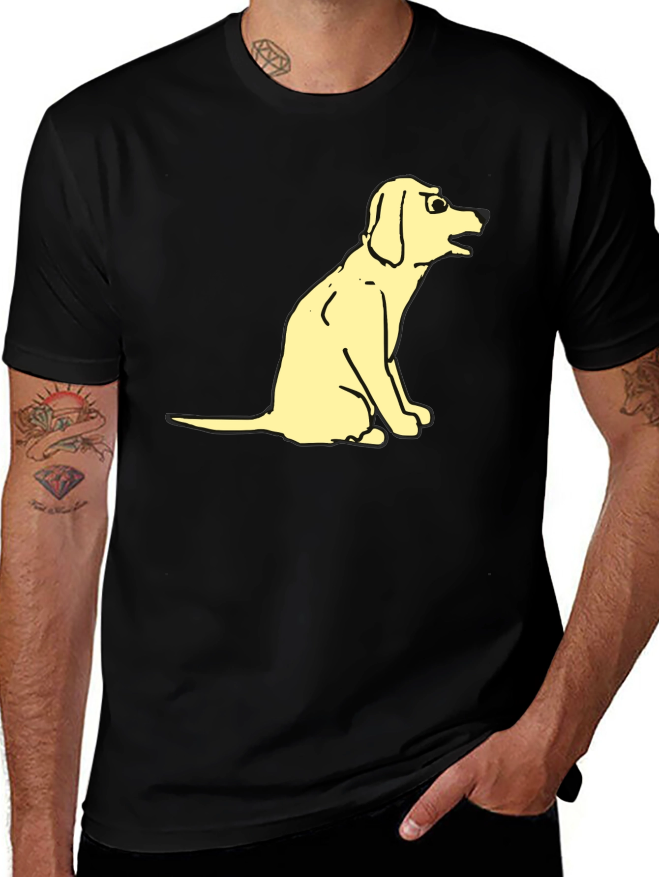 Variant 29 of Funny Cartoon Dog Graphic Tee - Black