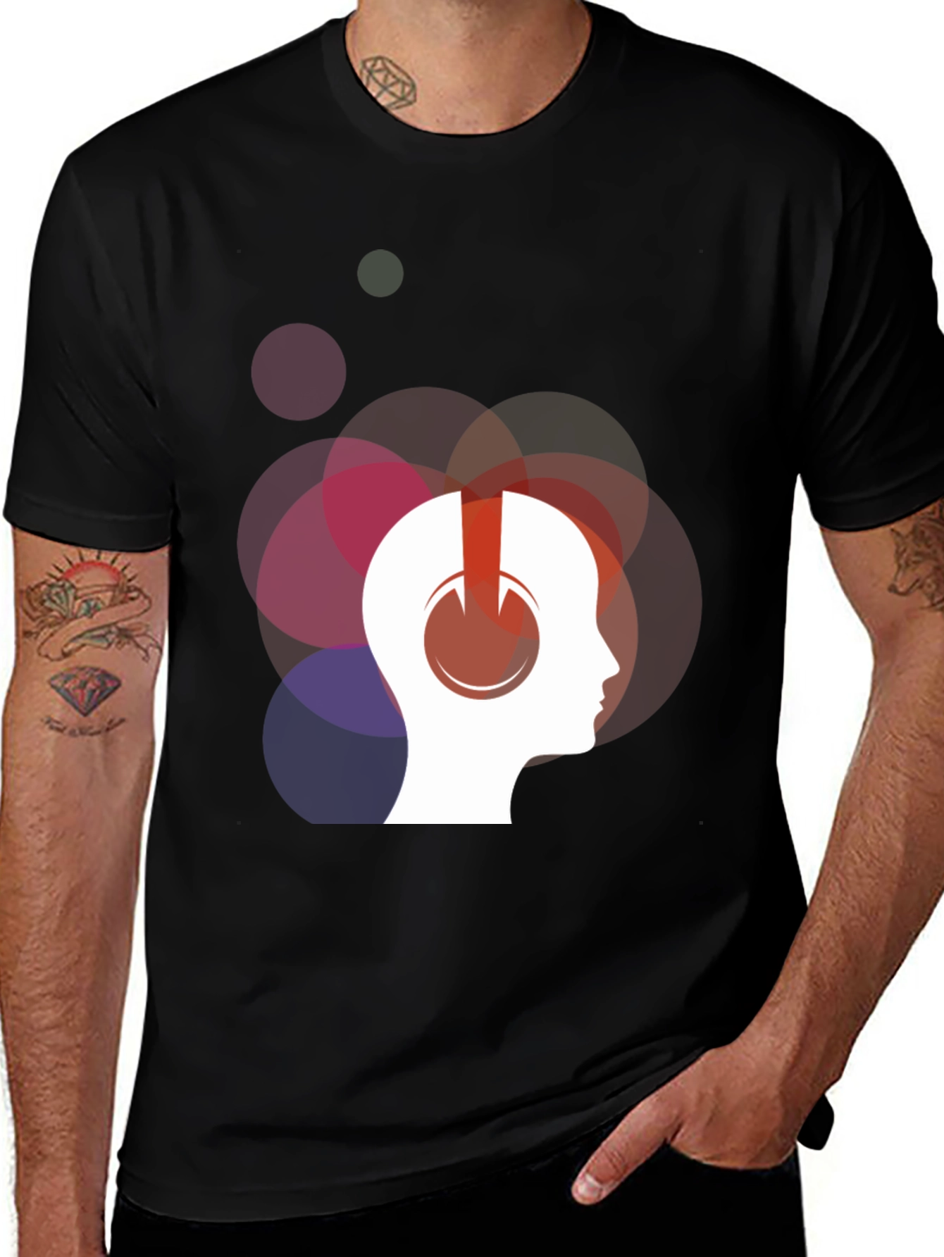 Variant 19 of Abstract Headphone Graphic T-Shirt