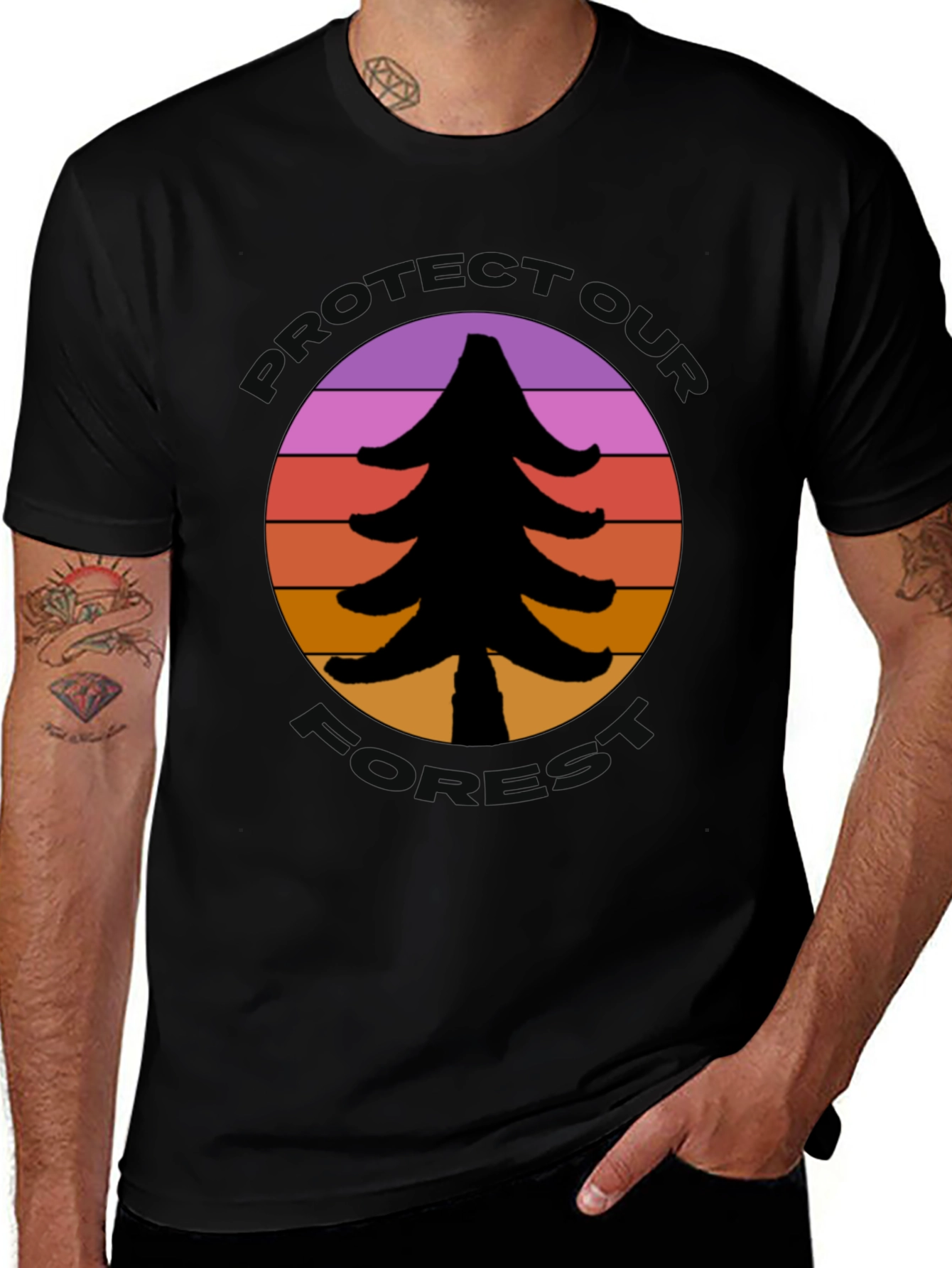 Variant 29 of Protect Our Forests T-Shirt - Retro Tree Design
