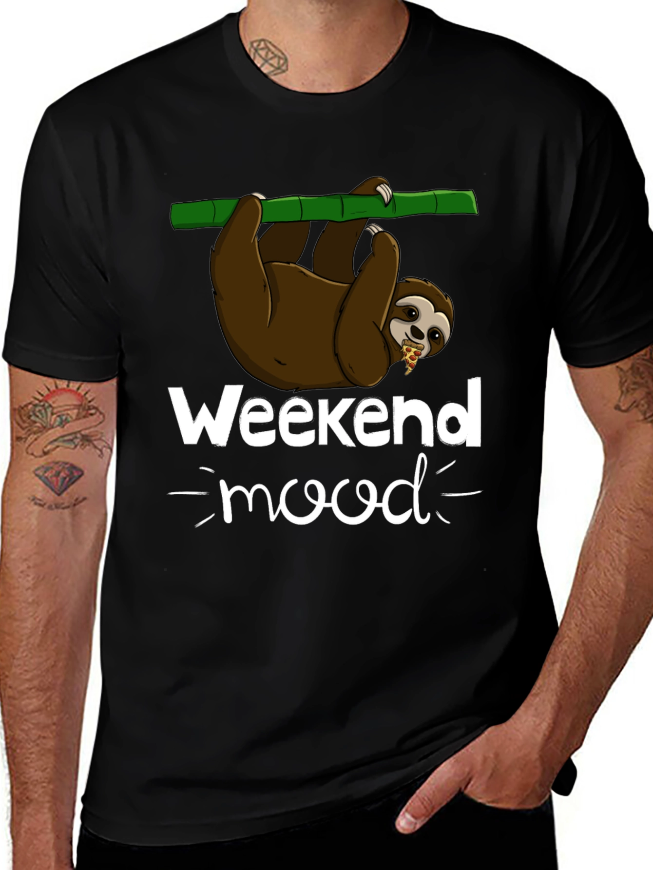 Variant 9 of Weekend Mood Sloth T-Shirt Funny Lazy Pizza Tee