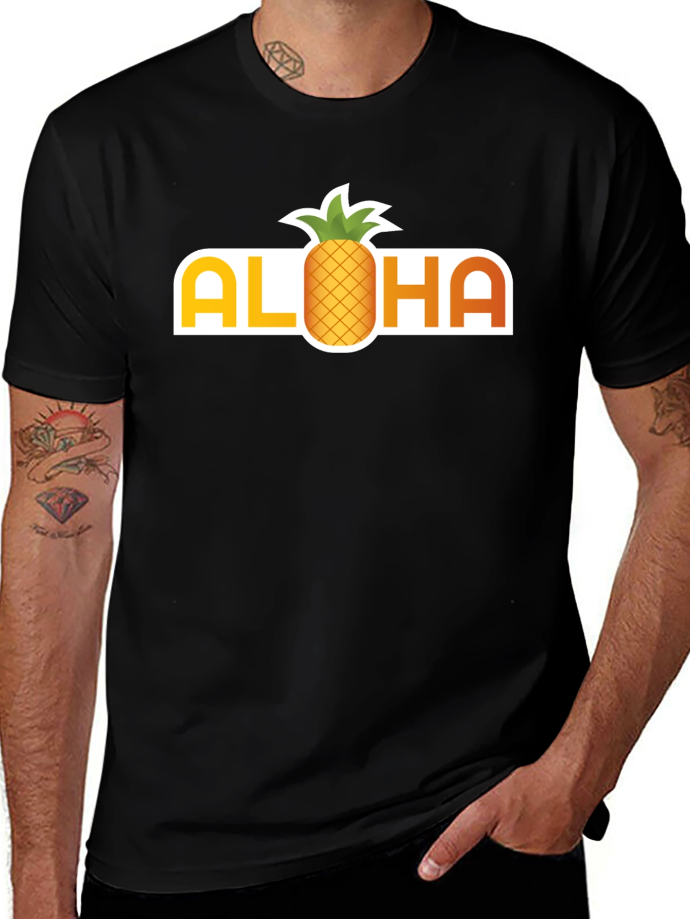 Variant 27 of Aloha Pineapple Graphic Tee - Black T-Shirt