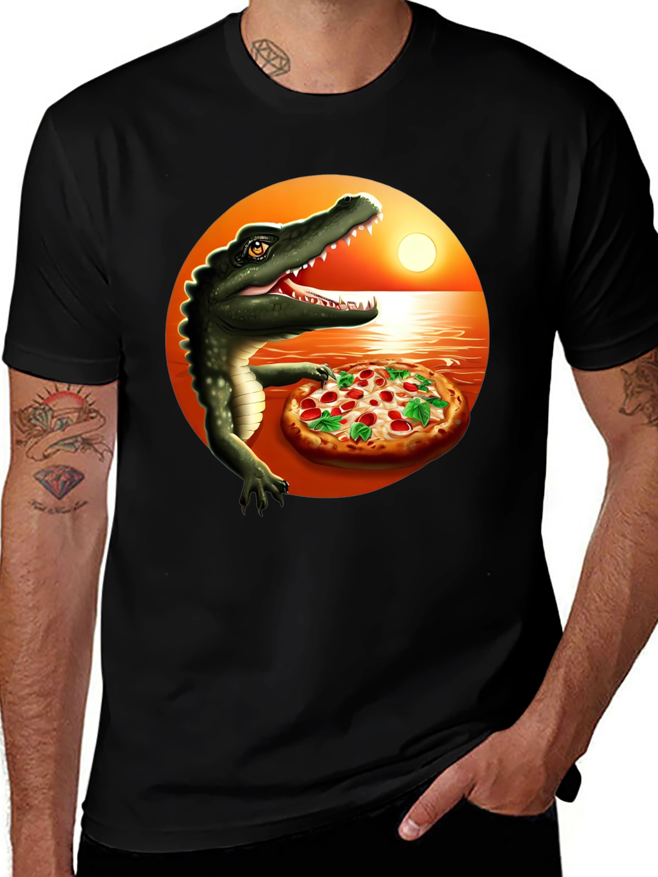 Variant 14 of Crocodile Pizza Lover T-Shirt - Funny Graphic Tee