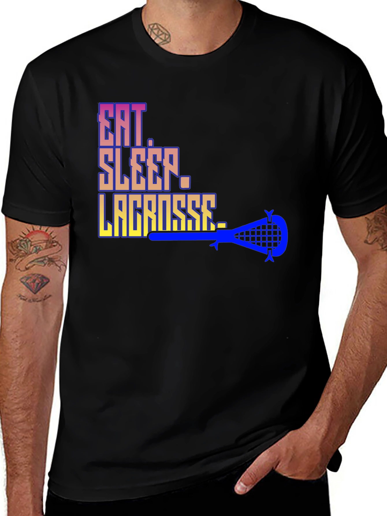 Variant 25 of Eat Sleep Lacrosse Black T-Shirt