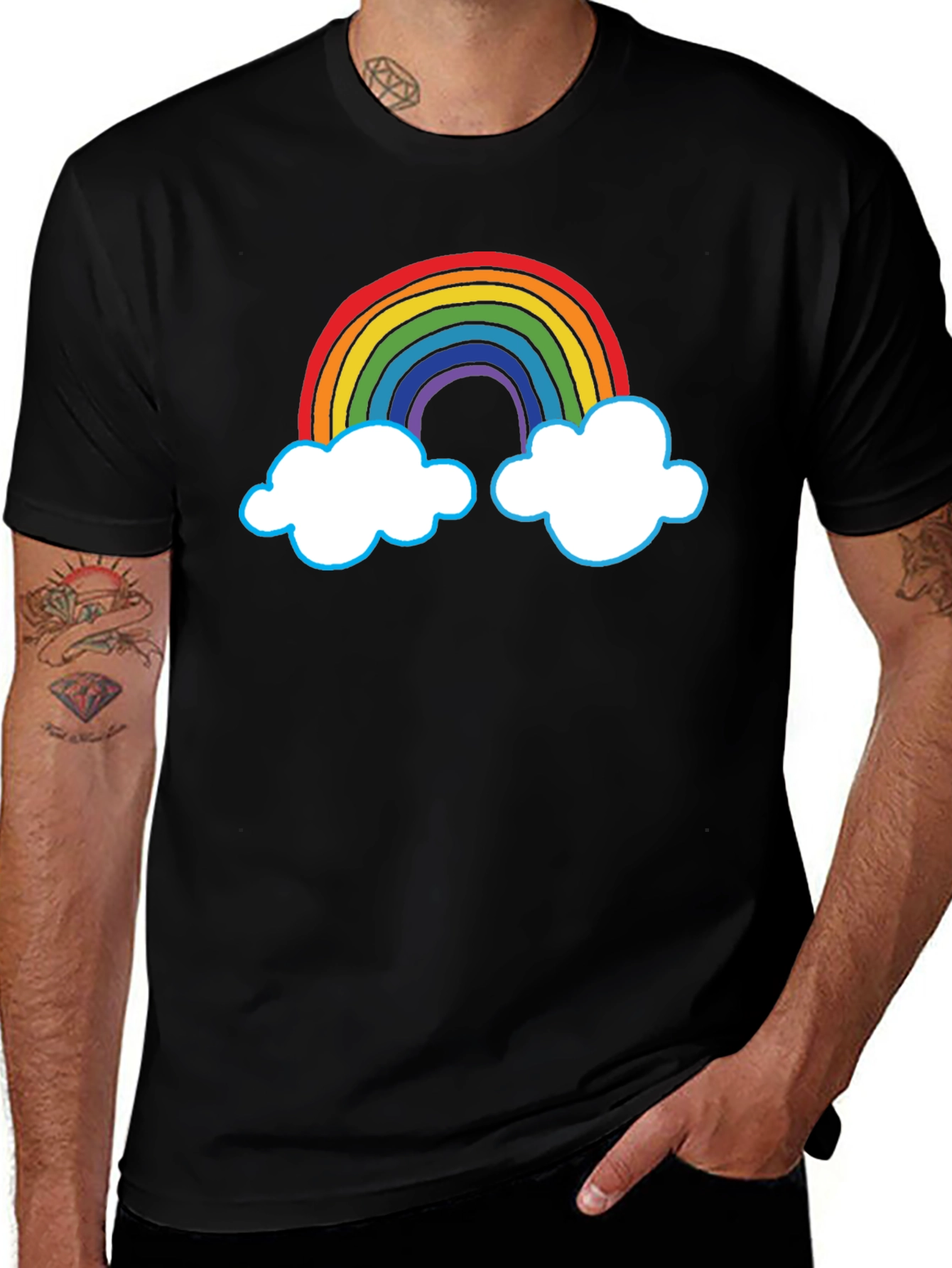 Variant 2 of Rainbow Cloud Graphic Tee - Black Unisex T-Shirt