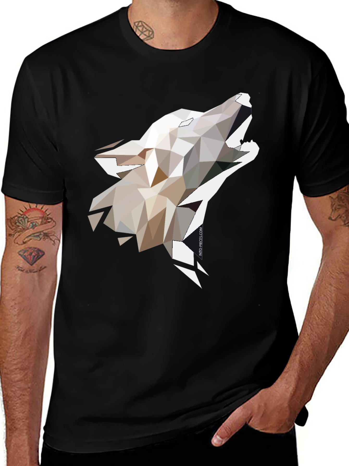 Variant 27 of Geometric Wolf Graphic Tee - Modern Black T-Shirt