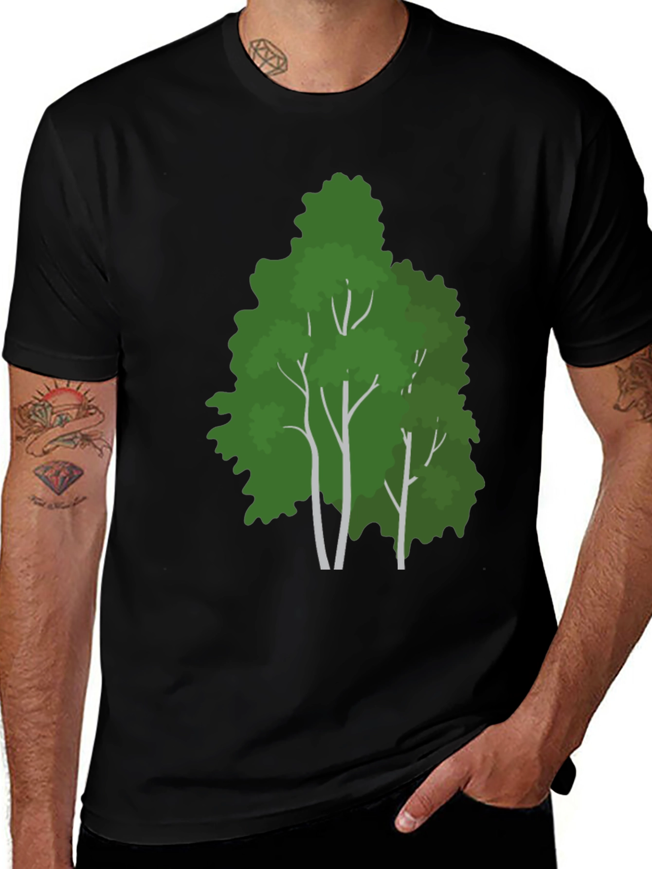 Variant 22 of Men's Black T-Shirt with Tree Graphic