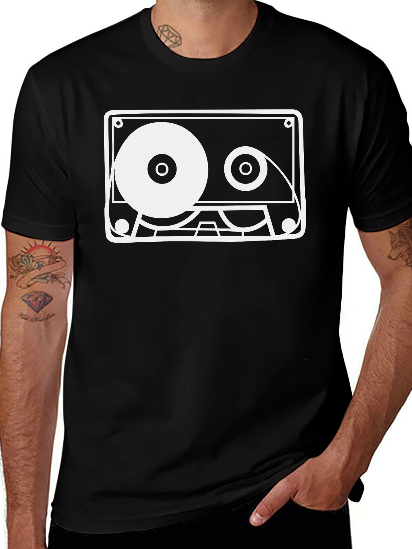 Variant 25 of Retro Cassette Tape Graphic Tee - Black
