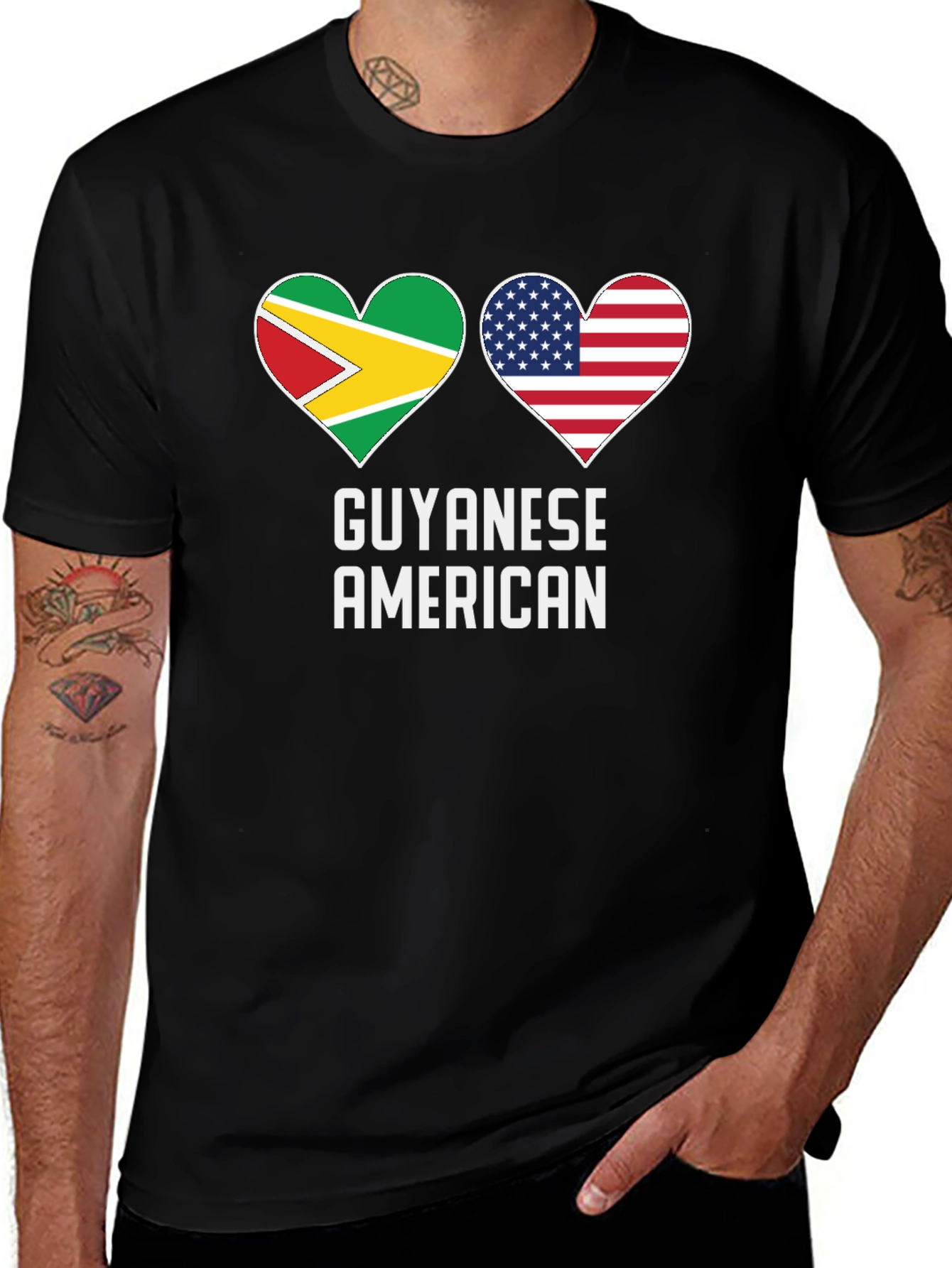 Guyanese American Flag Heart T-Shirt