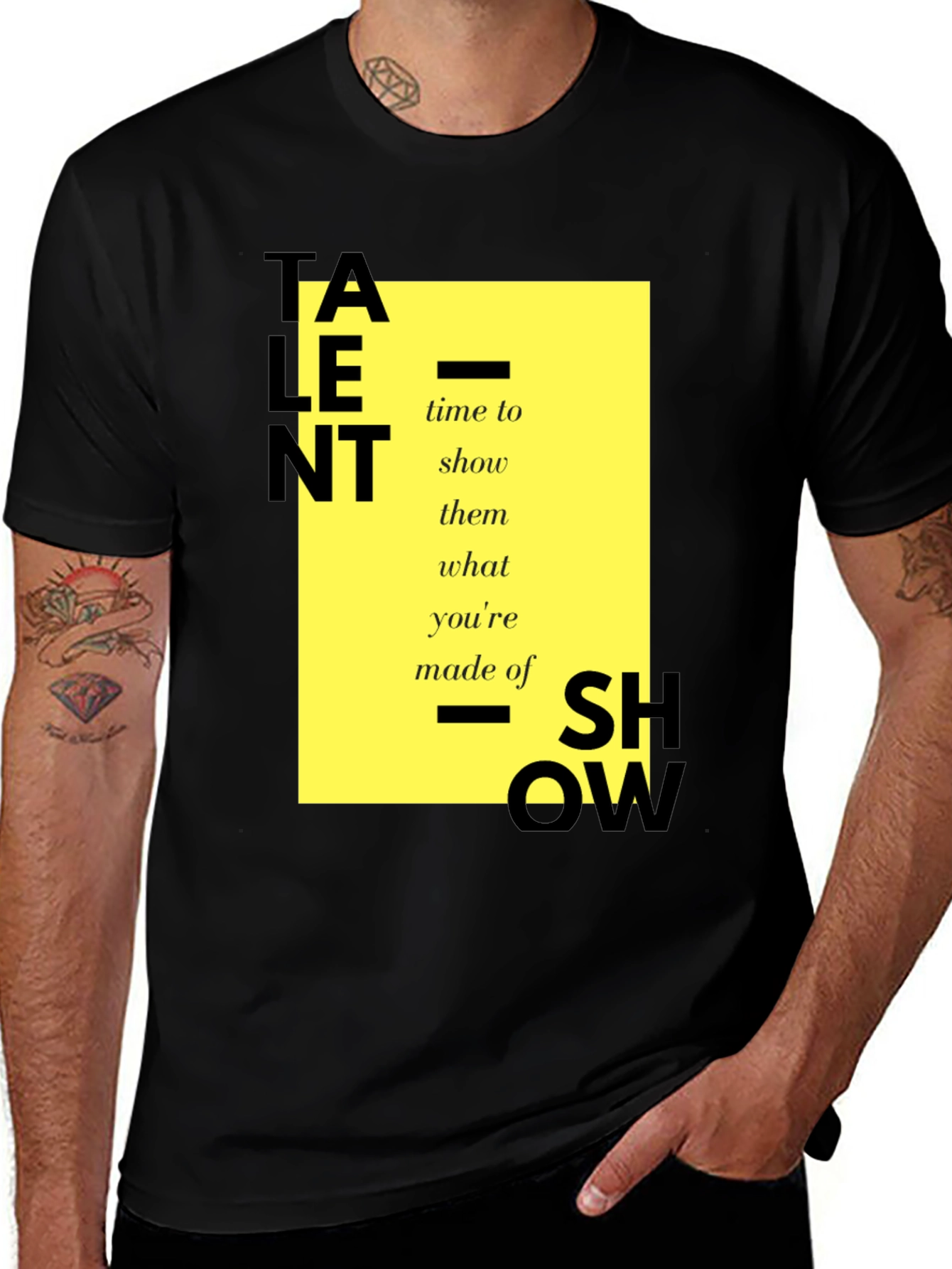 Talent Show T-Shirt - Black Graphic Tee for Men