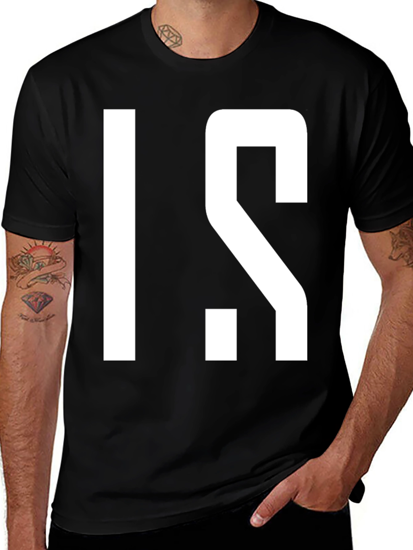 Variant 26 of Minimalist "I.S." Black Graphic Tee