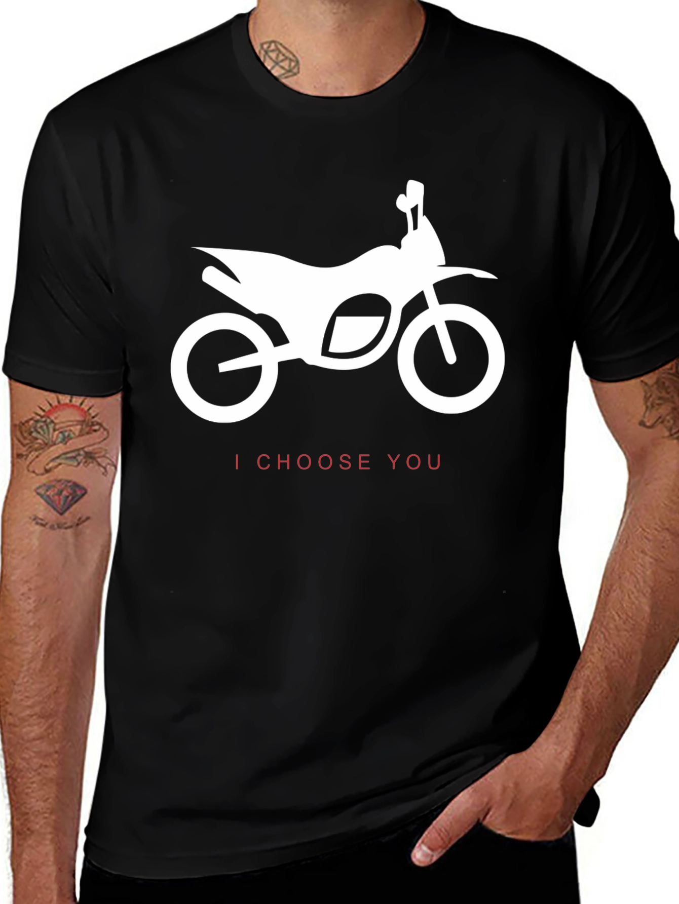 Variant 29 of Motorcycle Graphic Tee - I Choose You Design - Black
