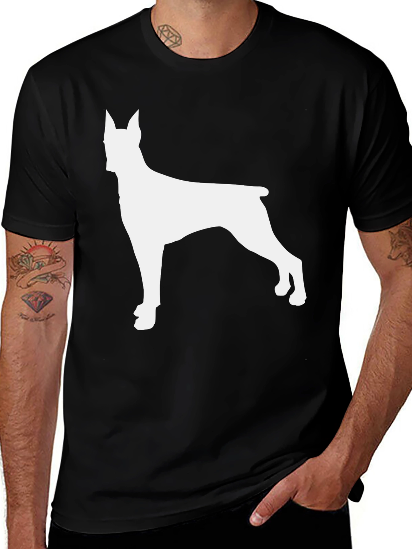 Variant 13 of Dog Silhouette Graphic Tee - Black