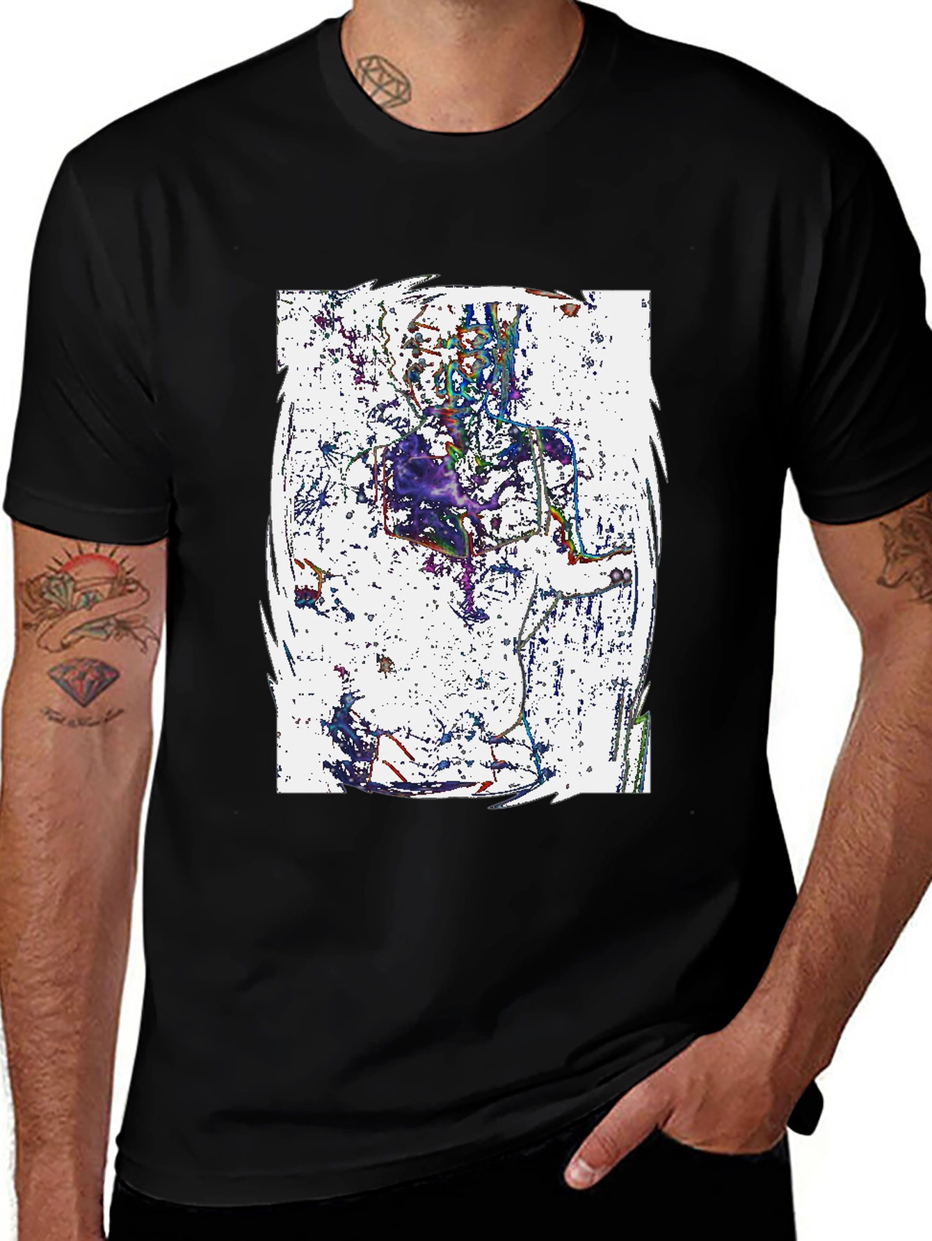 Variant 27 of Abstract Graphic Print Men's Black T-Shirt
