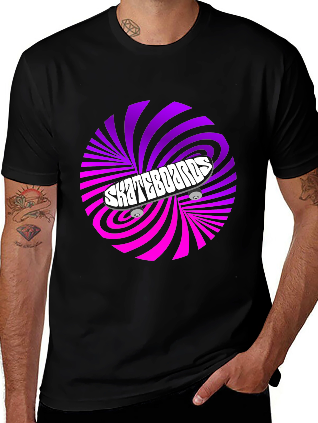 Variant 29 of Skateboards Graphic T-Shirt - Retro Swirl Design