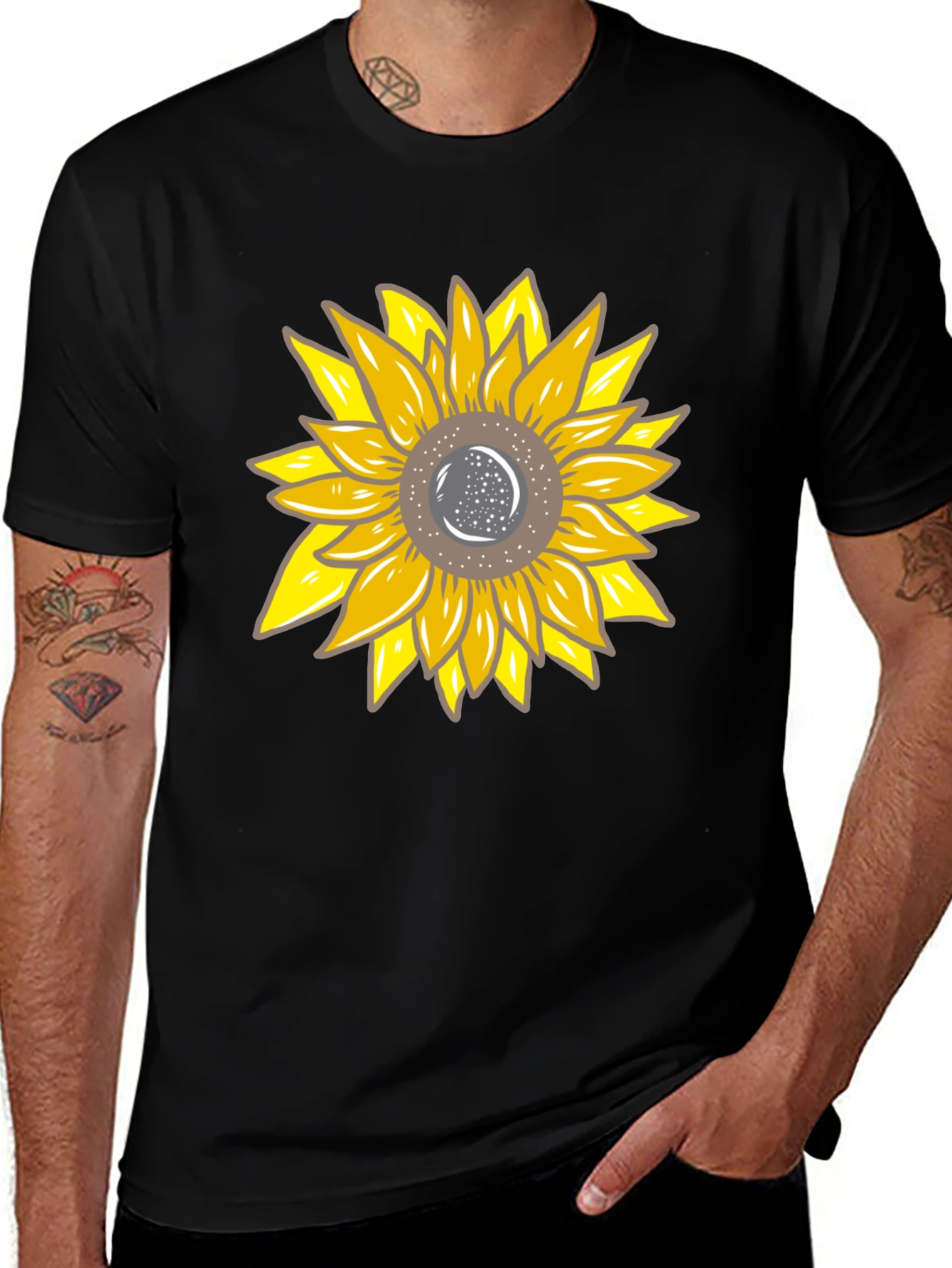 Variant 2 of Sunflower Graphic Black T-Shirt