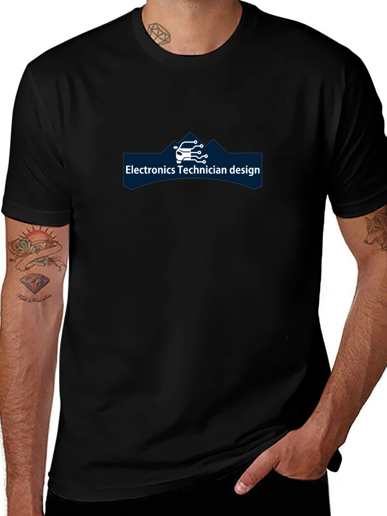 Electronics Technician Design Black T-Shirt