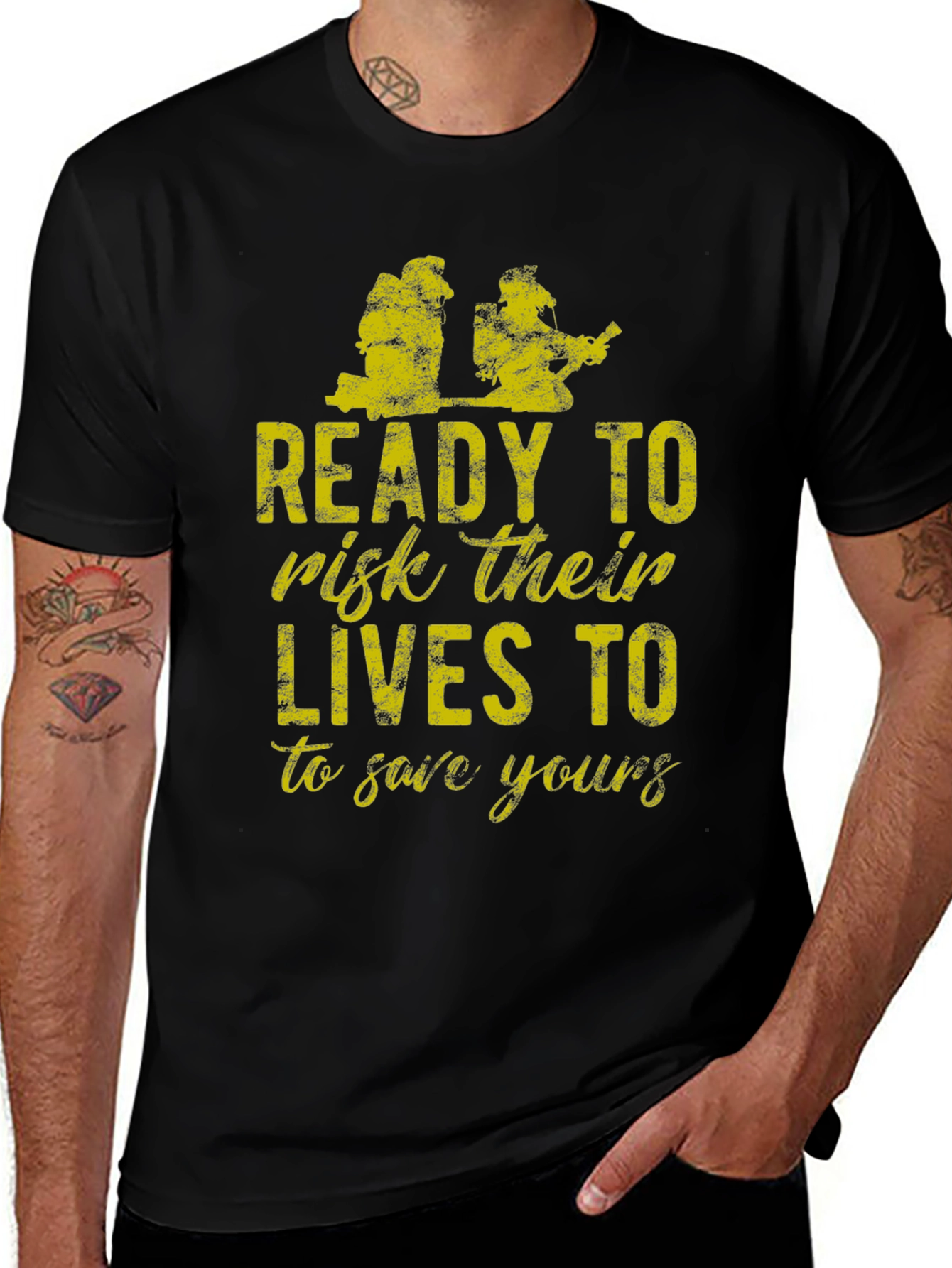 Variant 27 of Firefighter Tribute Tee: Ready to Risk Lives