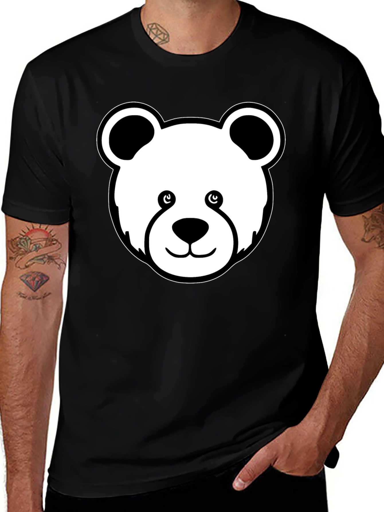 Variant 18 of Cute Bear Graphic Black T-Shirt