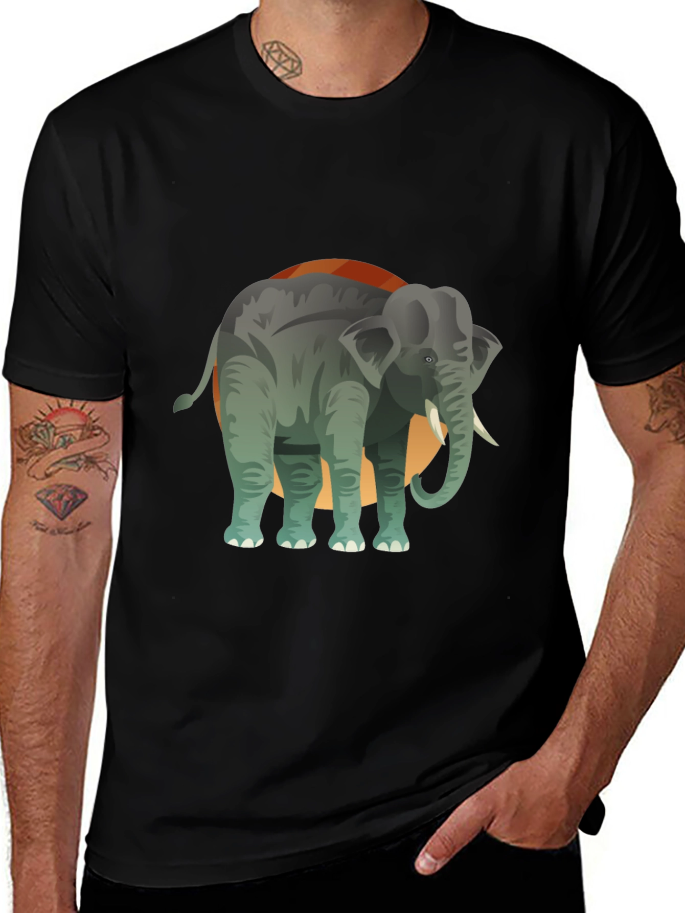 Variant 25 of Elephant Graphic Tee - Men's Black T-Shirt
