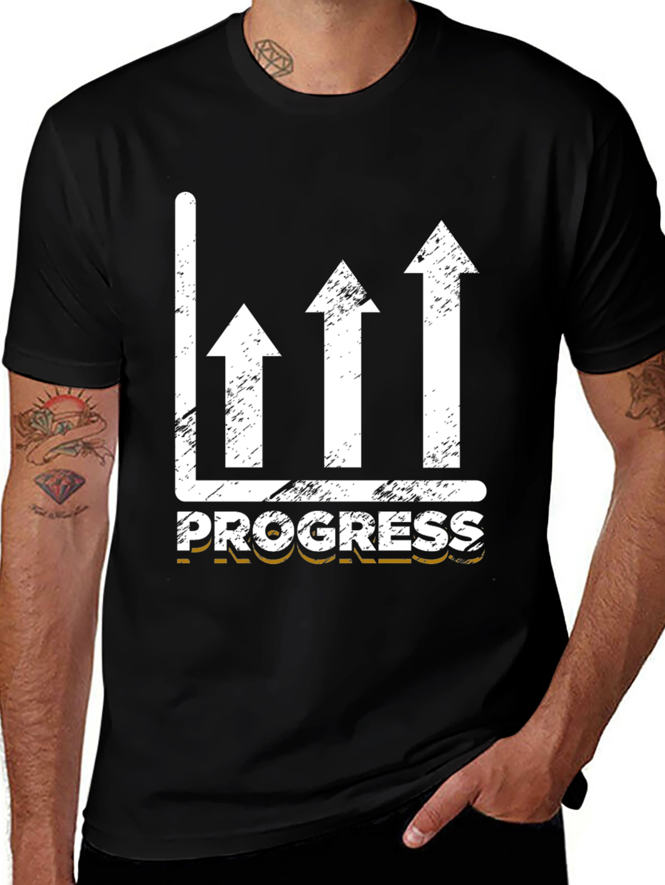 Black Progress Arrow Graphic T-Shirt main image
