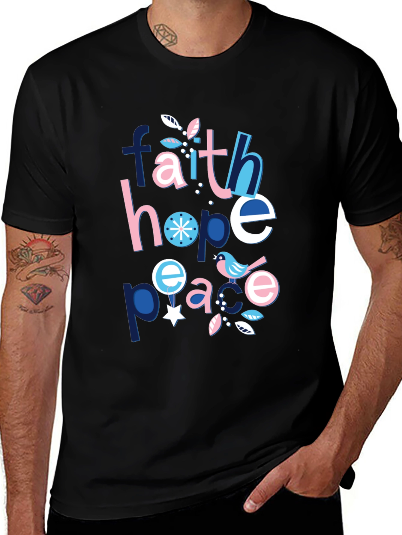 Variant 14 of Faith Hope Peace Graphic Tee
