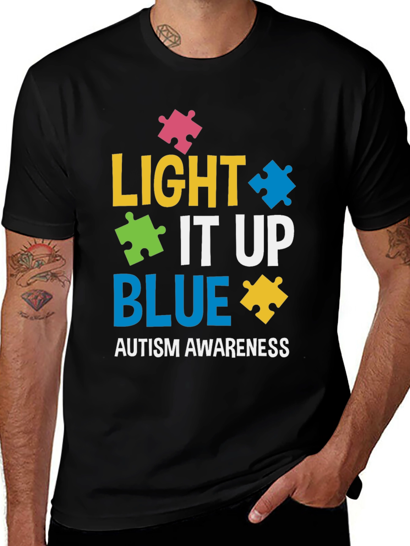Autism Awareness Tee - Light It Up Blue Puzzle Shirt