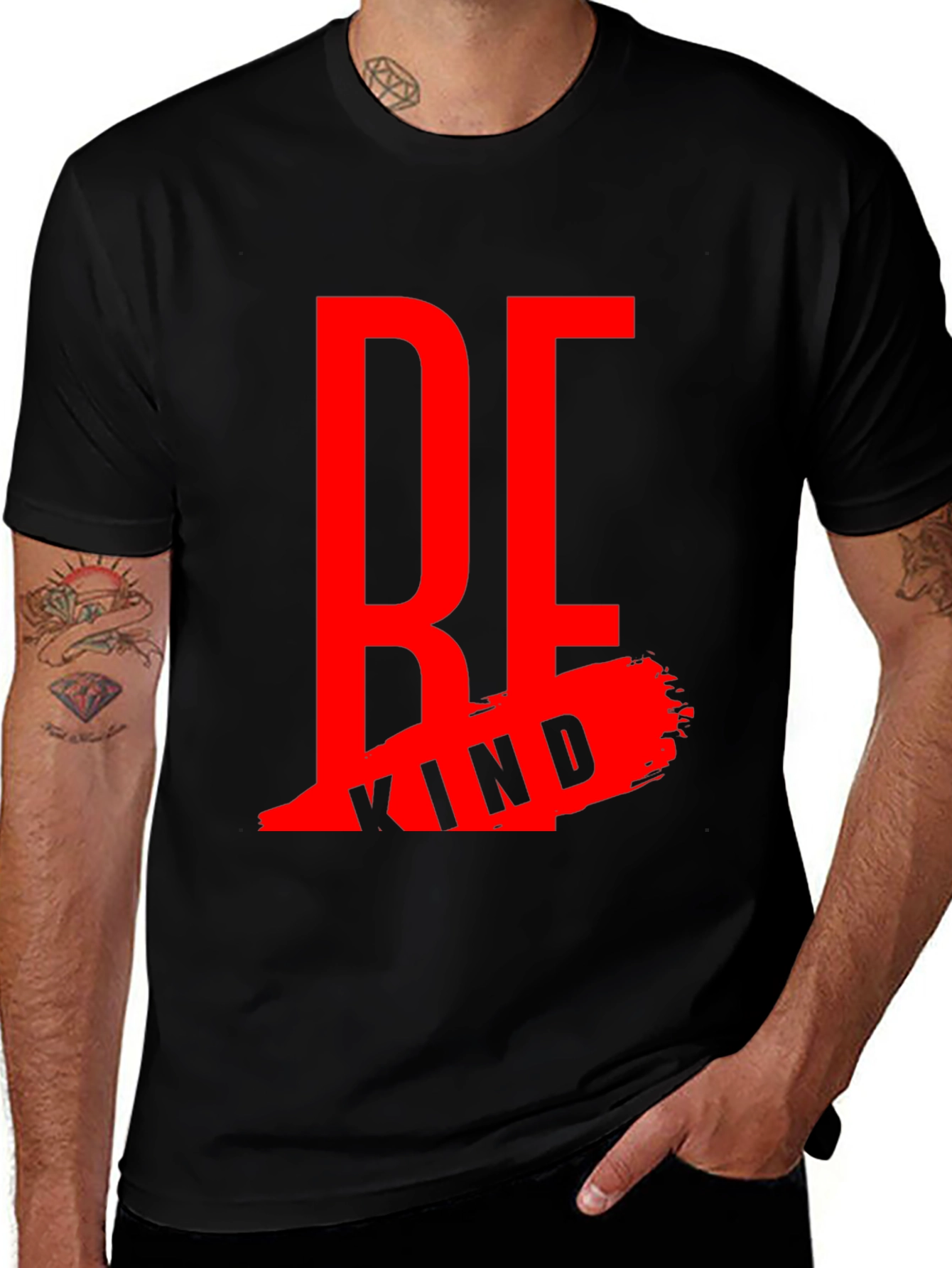 Variant 28 of Be Kind Black Graphic Tee - Inspirational Design