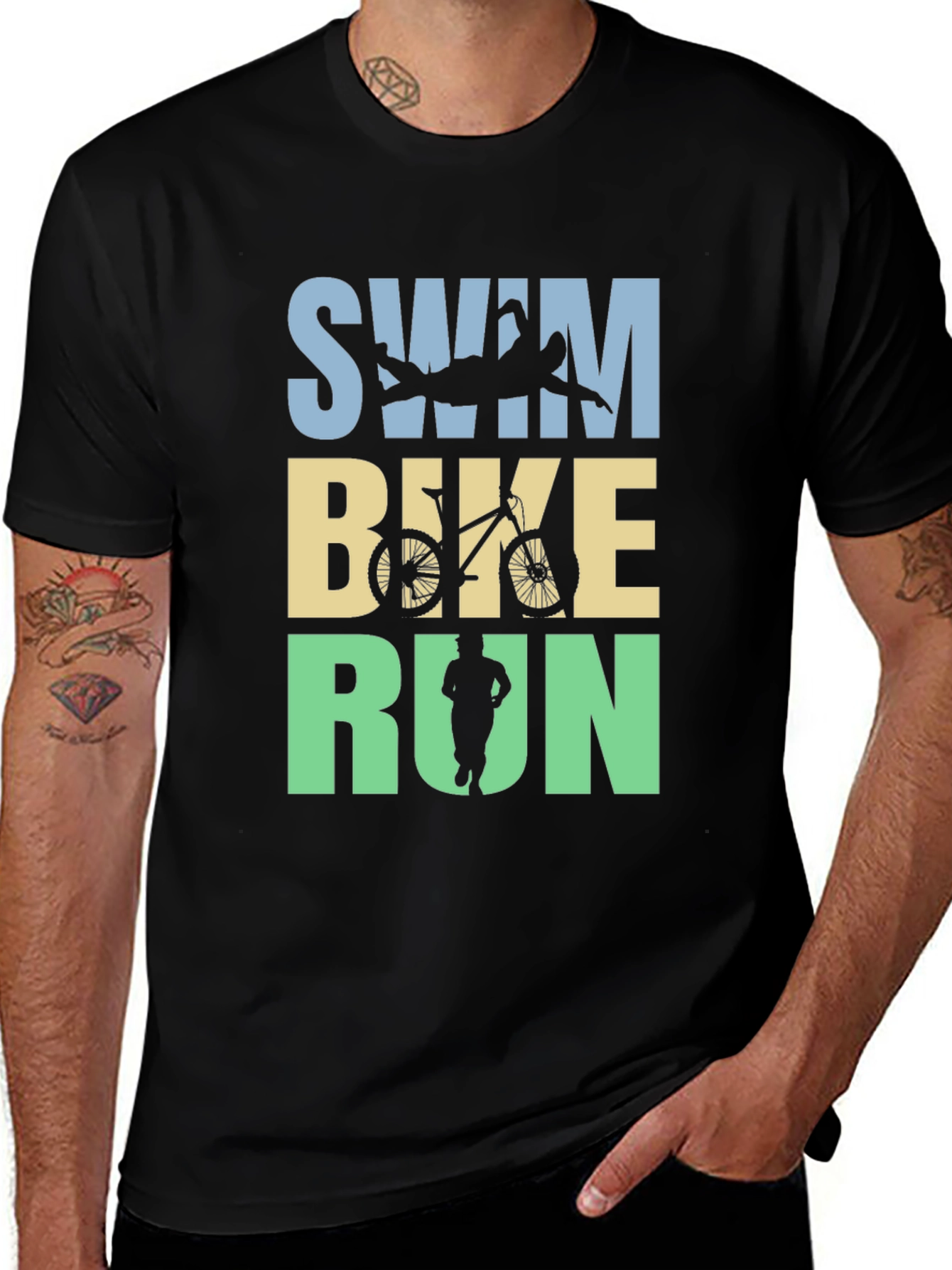 Variant 2 of Triathlon Swim Bike Run T-Shirt