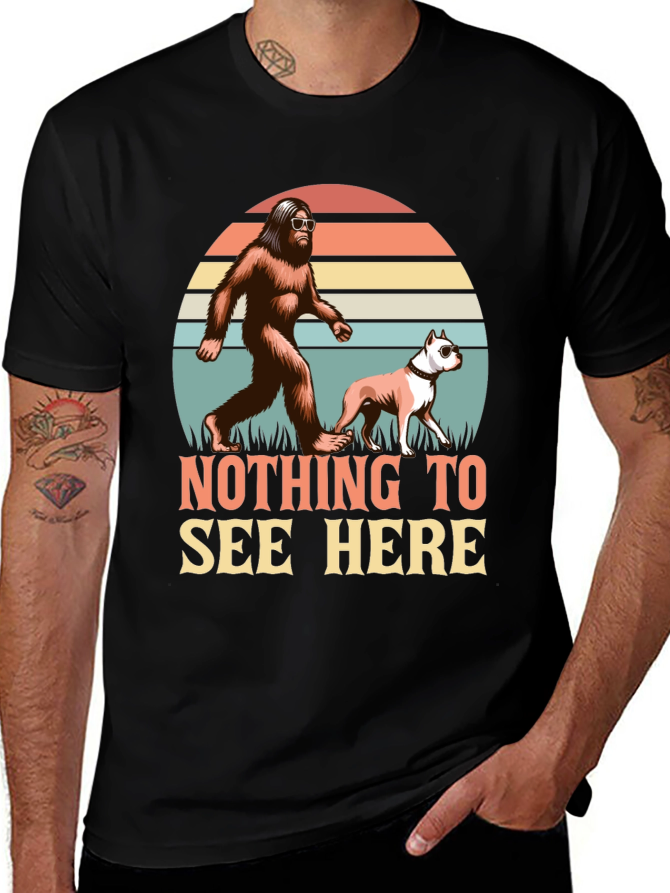 Variant 17 of Nothing to See Here Bigfoot & Dog Graphic Tee