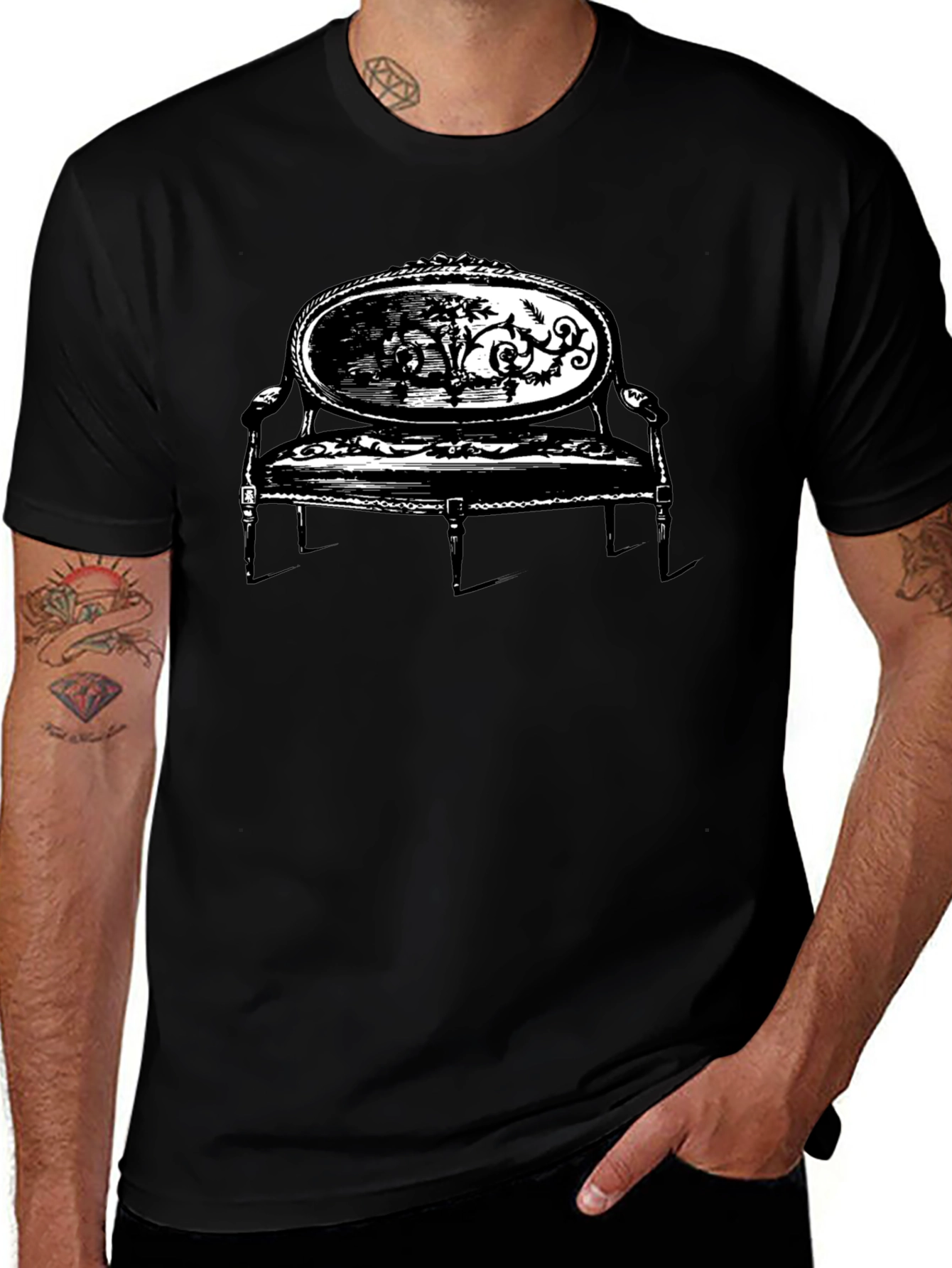 Variant 25 of Vintage Chair Graphic Tee - Stylish Black T-Shirt