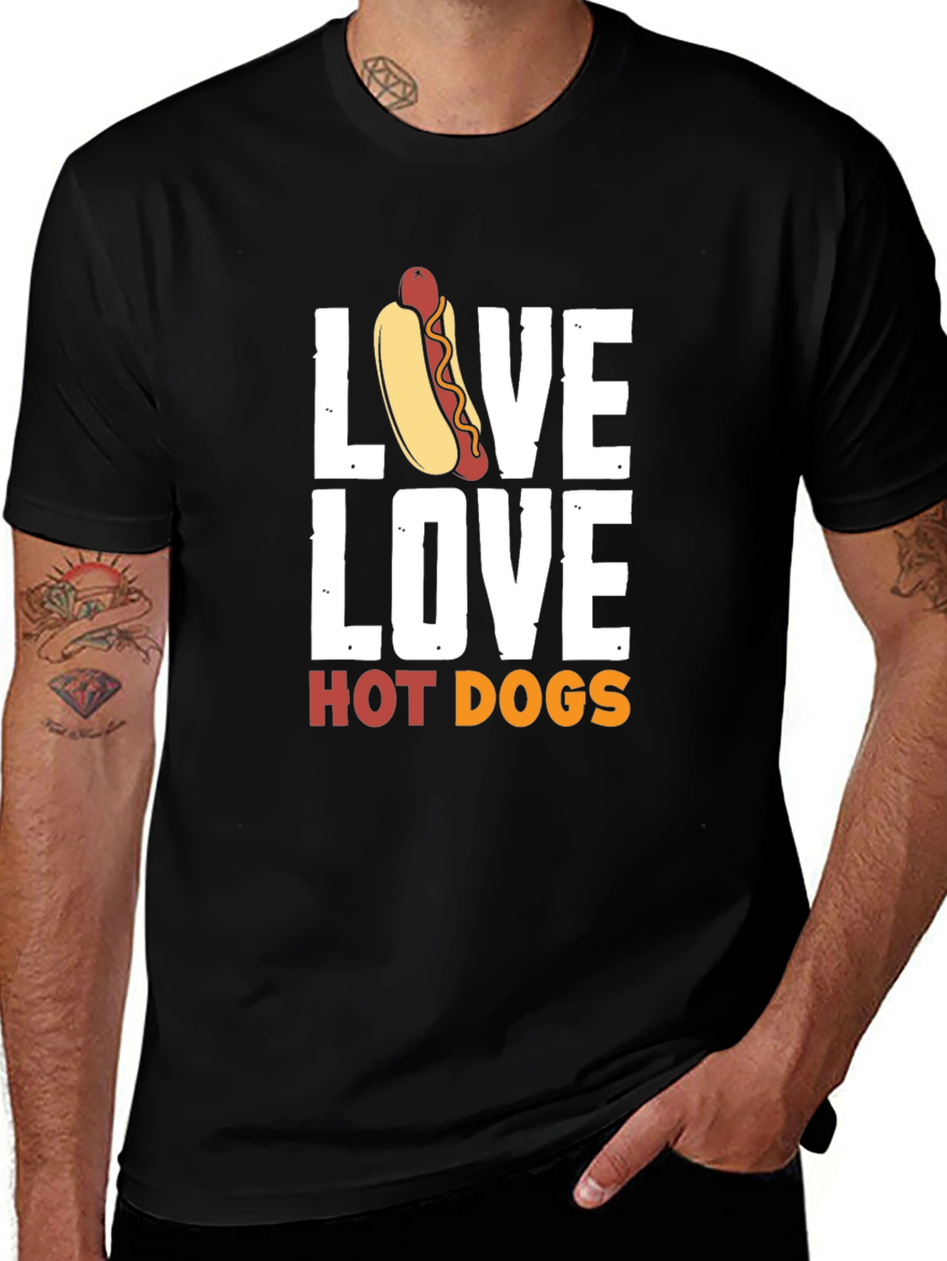 Variant 7 of Love Hot Dogs Graphic Tee - Funny Foodie T-Shirt