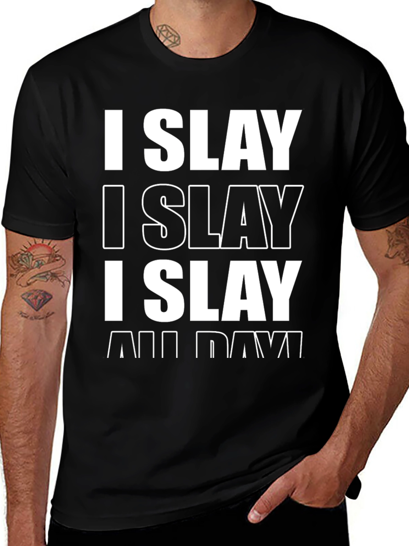 I SLAY All Day Graphic Tee - Men's Black T-Shirt