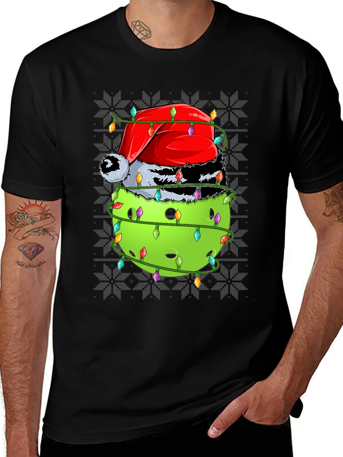 Variant 15 of Festive Pickleball Santa Hat Tee