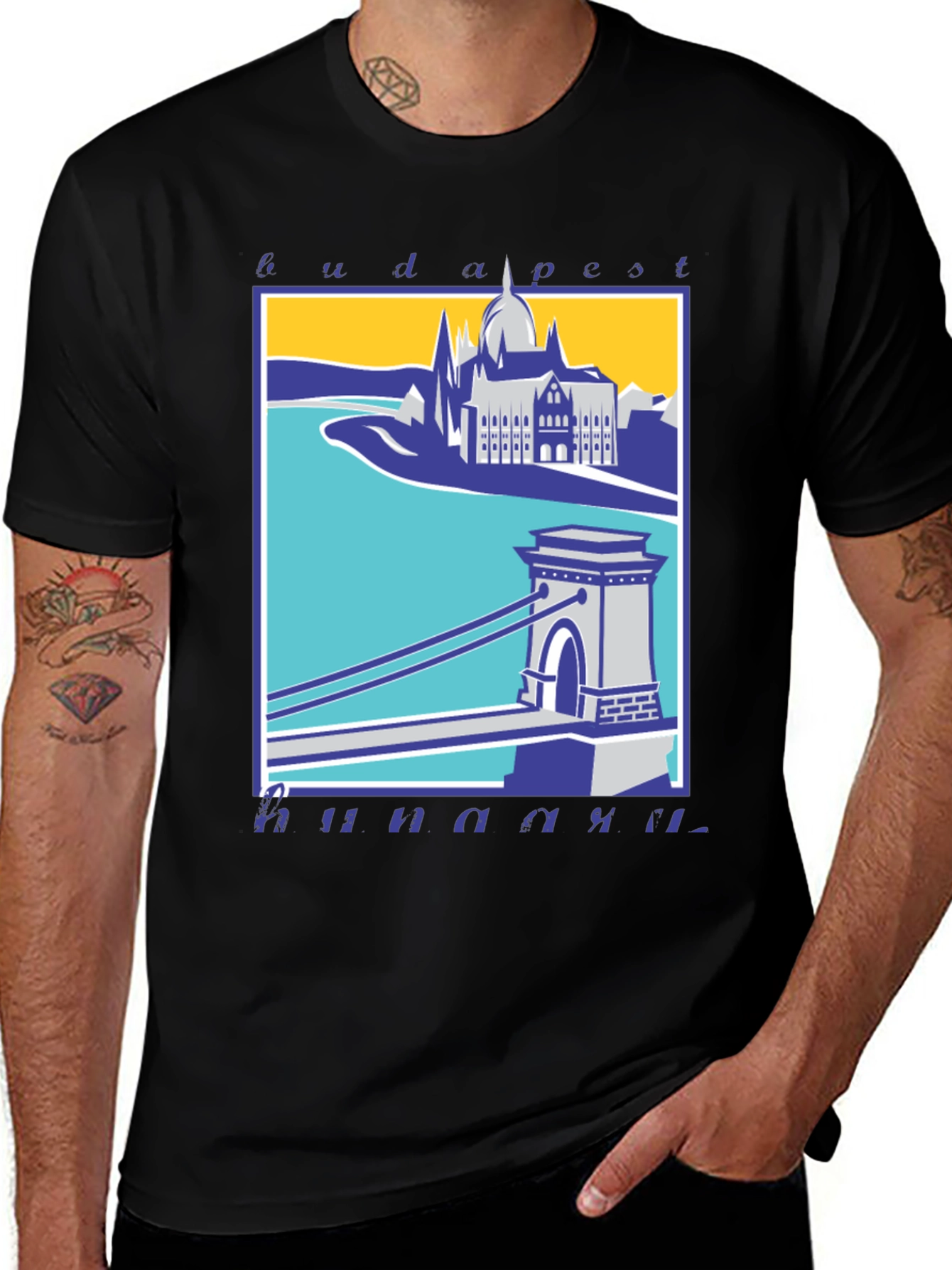 Budapest T-Shirt - Széchenyi Chain Bridge Graphic Tee