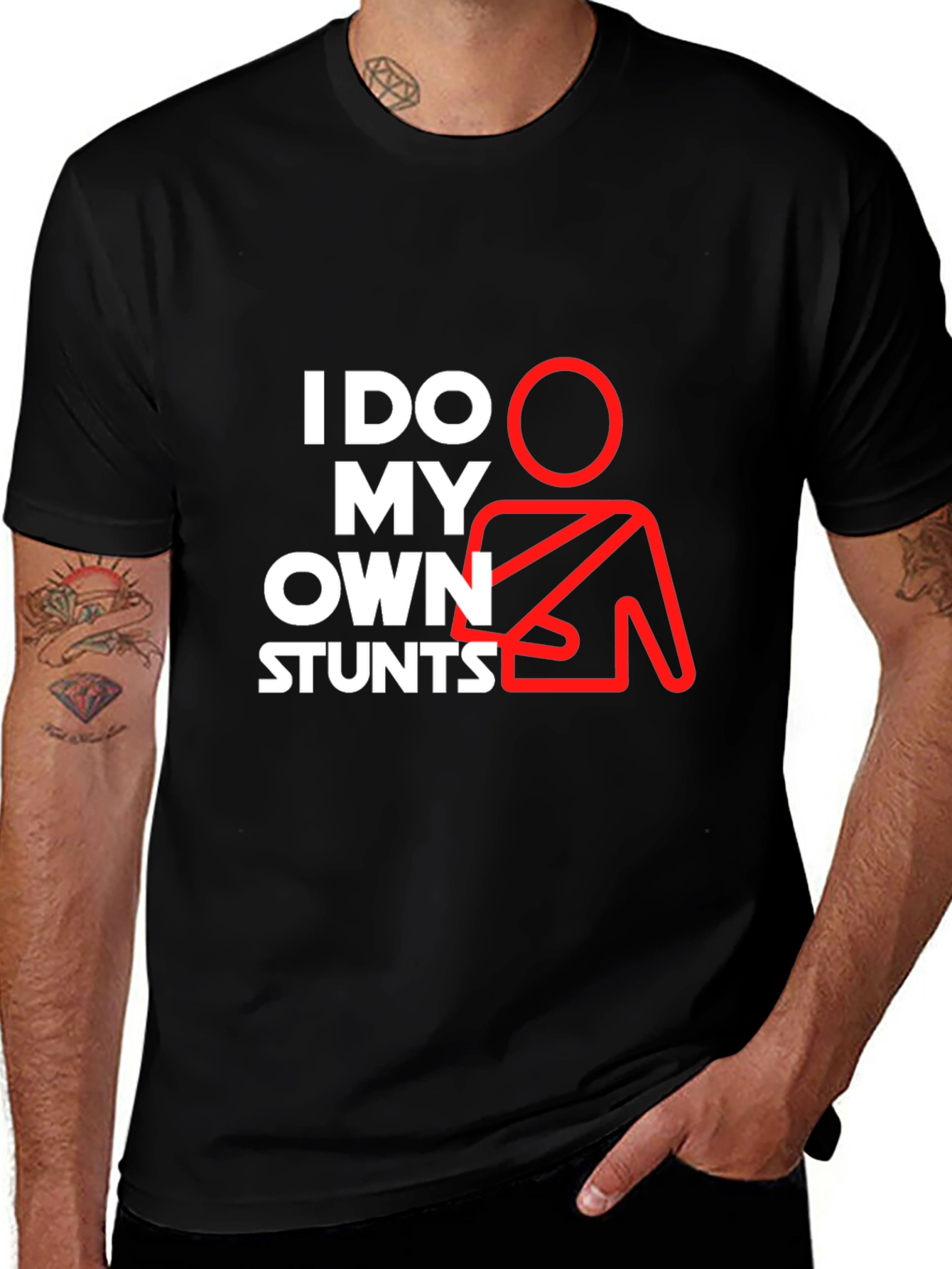 Variant 4 of I Do My Own Stunts Graphic Tee - Black