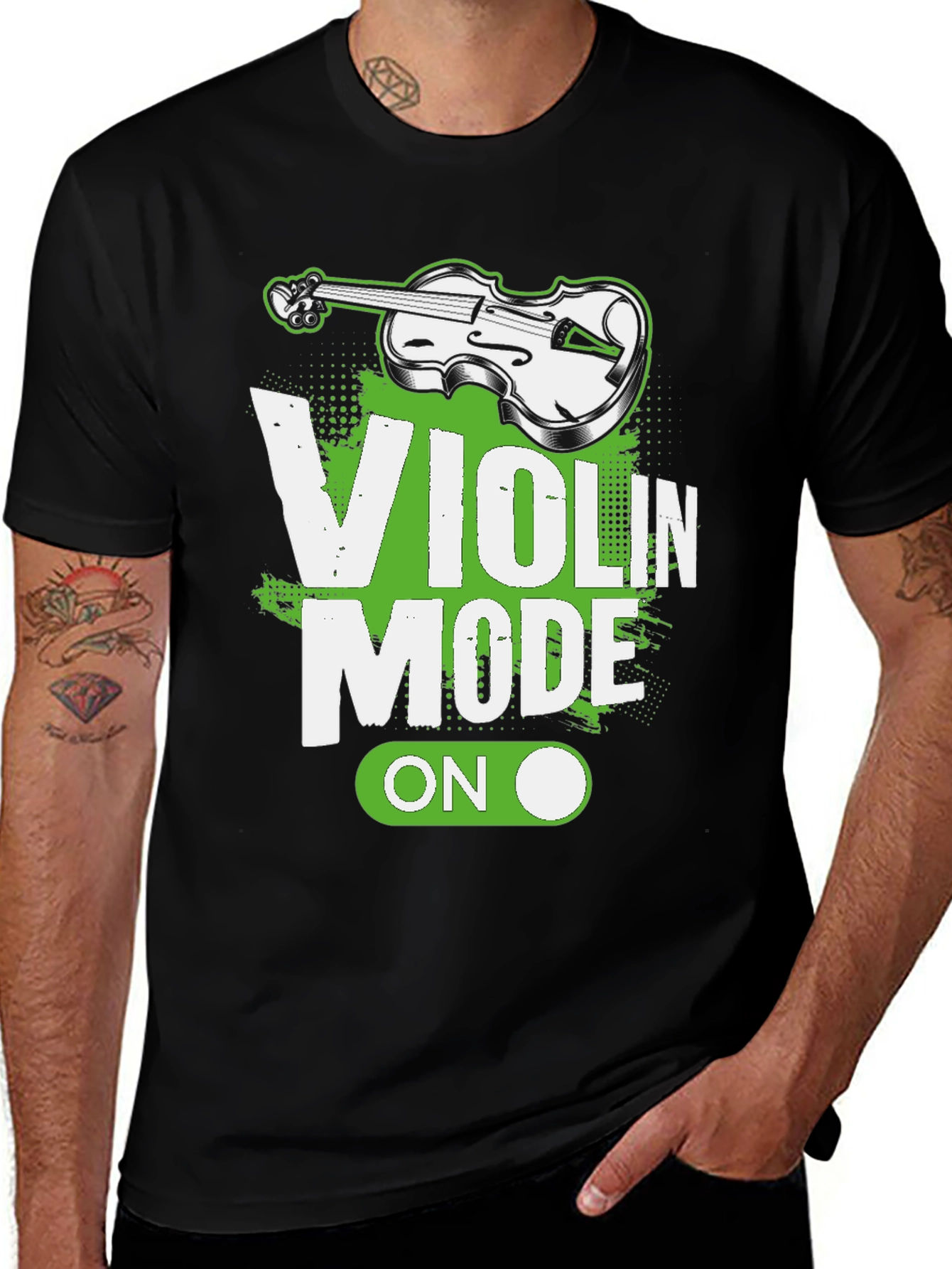 Variant 7 of Violin Mode On Graphic Tee - Black