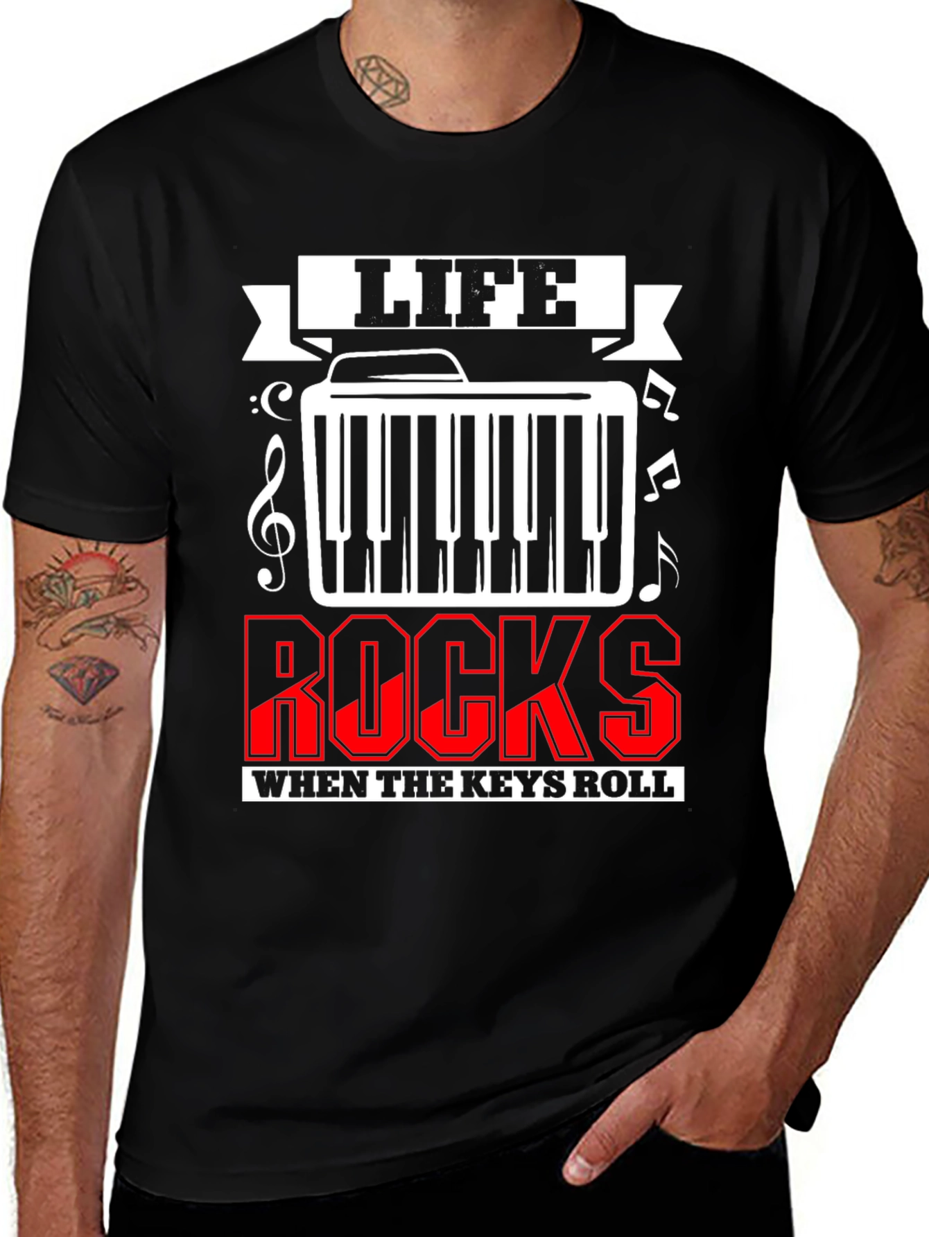 Variant 22 of Life Rocks Piano Keys Black T-Shirt