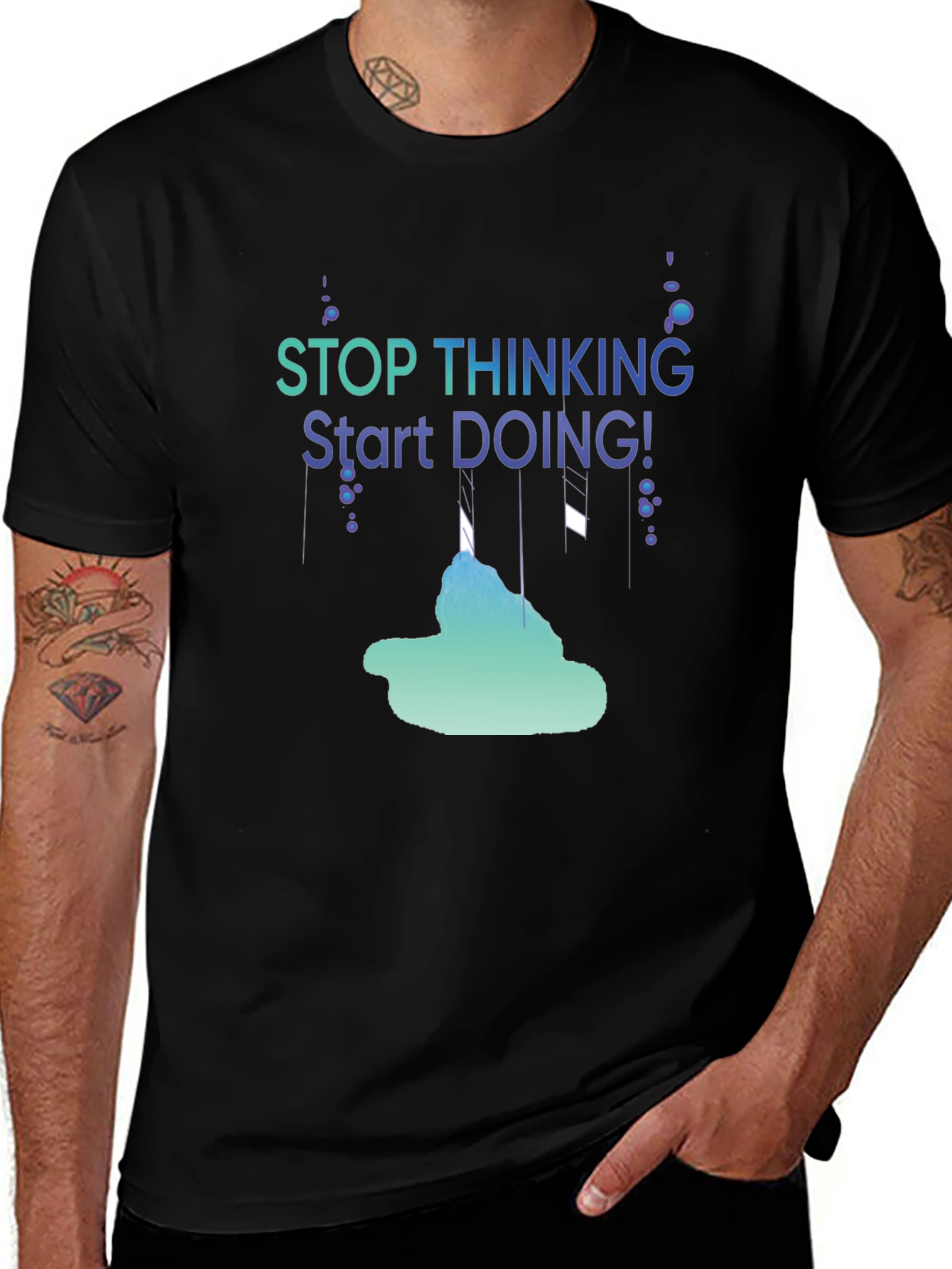 Variant 17 of Stop Thinking Start Doing Black T-Shirt
