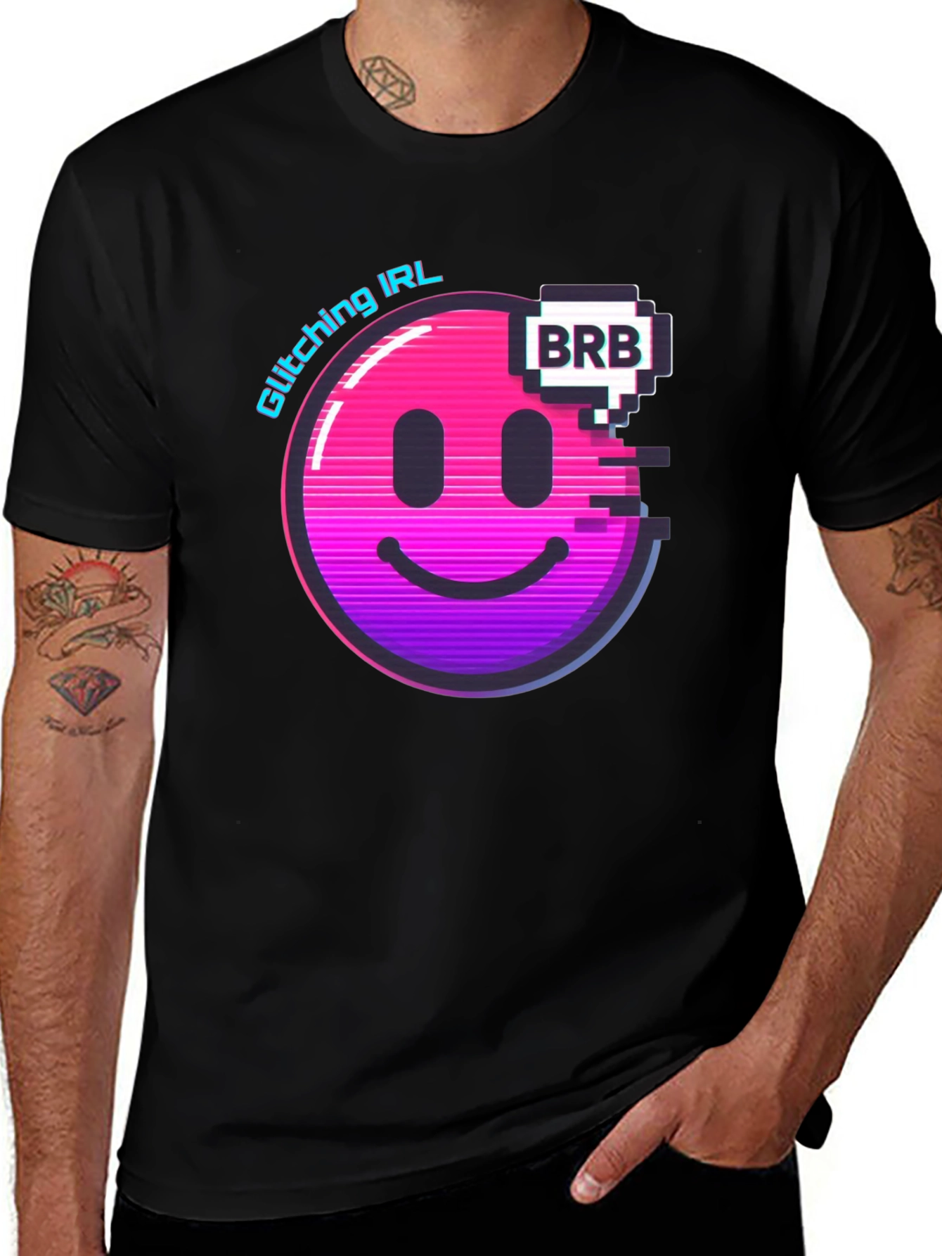 Variant 21 of Glitching IRL BRB Graphic Tee - Black