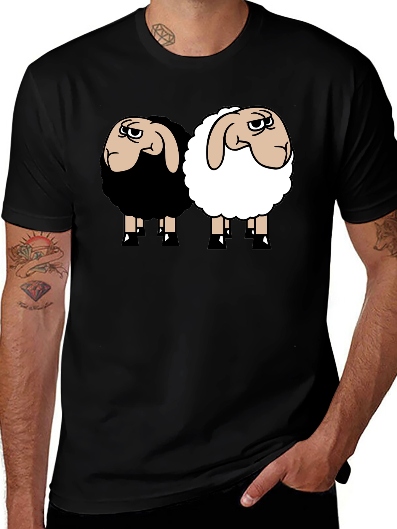 Variant 12 of Black T-Shirt with Sheep Graphic